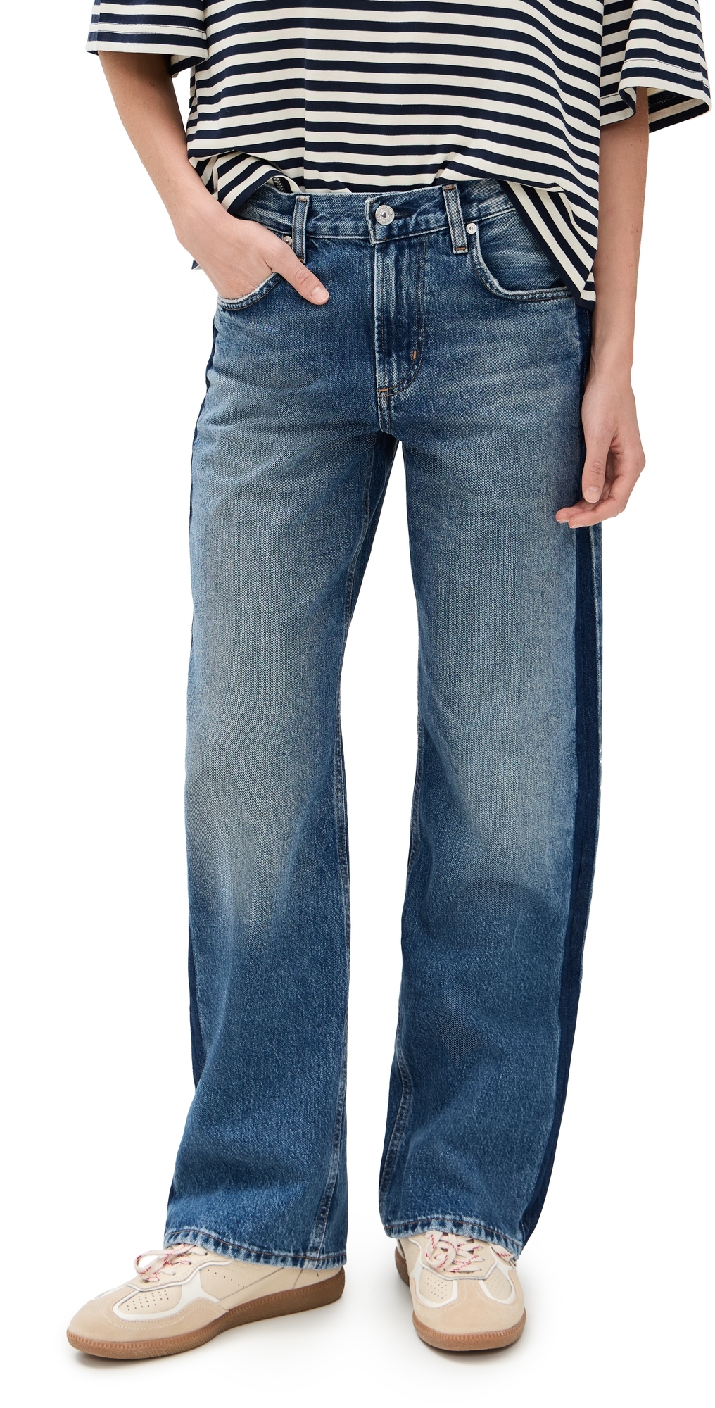 Citizens of Humanity Lindz Low Rise Easy Straight Jeans with Tuxedo Stripe Liro Citizens of Humanity Lindz Low Rise Easy Straight Jeans with Tuxedo Stripe Liro