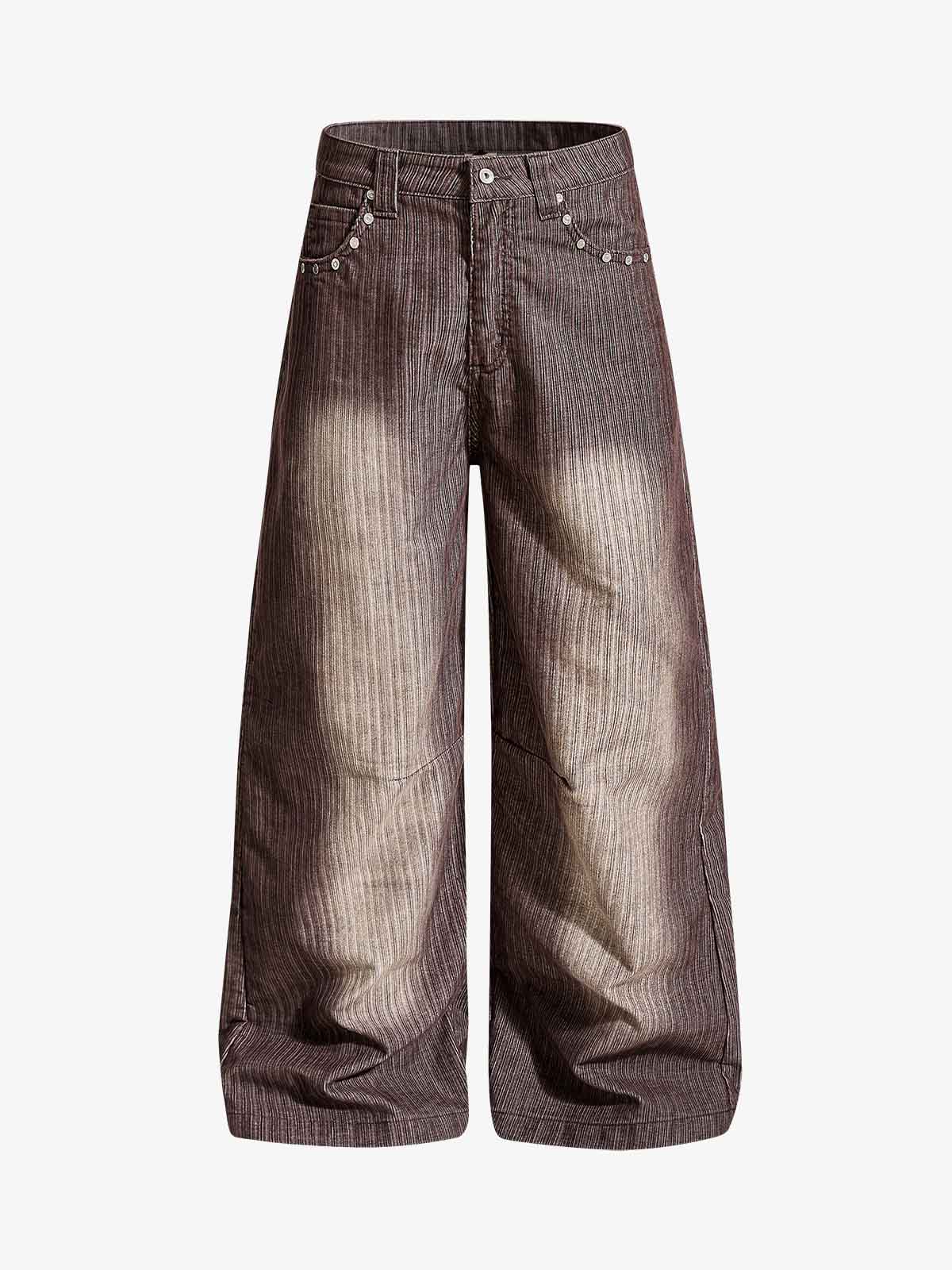 Vintage Washed Pinstripe Studded Baggy Jeans Vintage Washed Pinstripe Studded Baggy Jeans