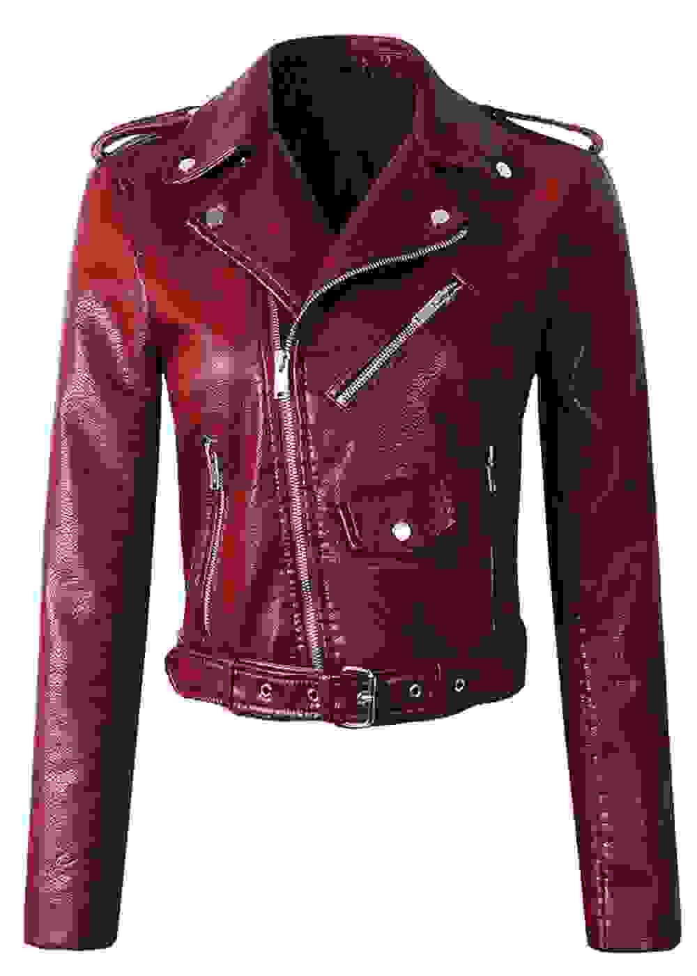 Crimson Rebellion Dark Red Vegan Leather Moto Jacket – L Red Crimson Rebellion Dark Red Vegan Leather Moto Jacket – L Red