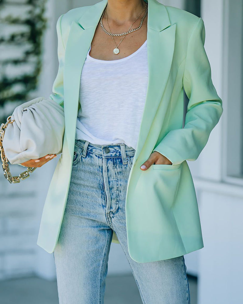 Zeagoo Casual Lapel Slim Pocket Button Blazer – Green S