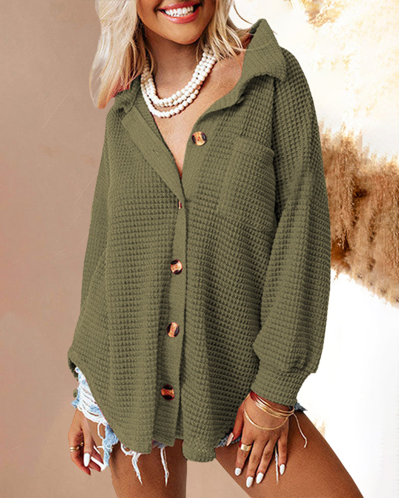 Zeagoo Casual Long Sleeve Top Solid Color Lapel Loose Mid Length Shirt Jacket – Army Green Zeagoo Casual Long Sleeve Top Solid Color Lapel Loose Mid Length Shirt Jacket – Army Green
