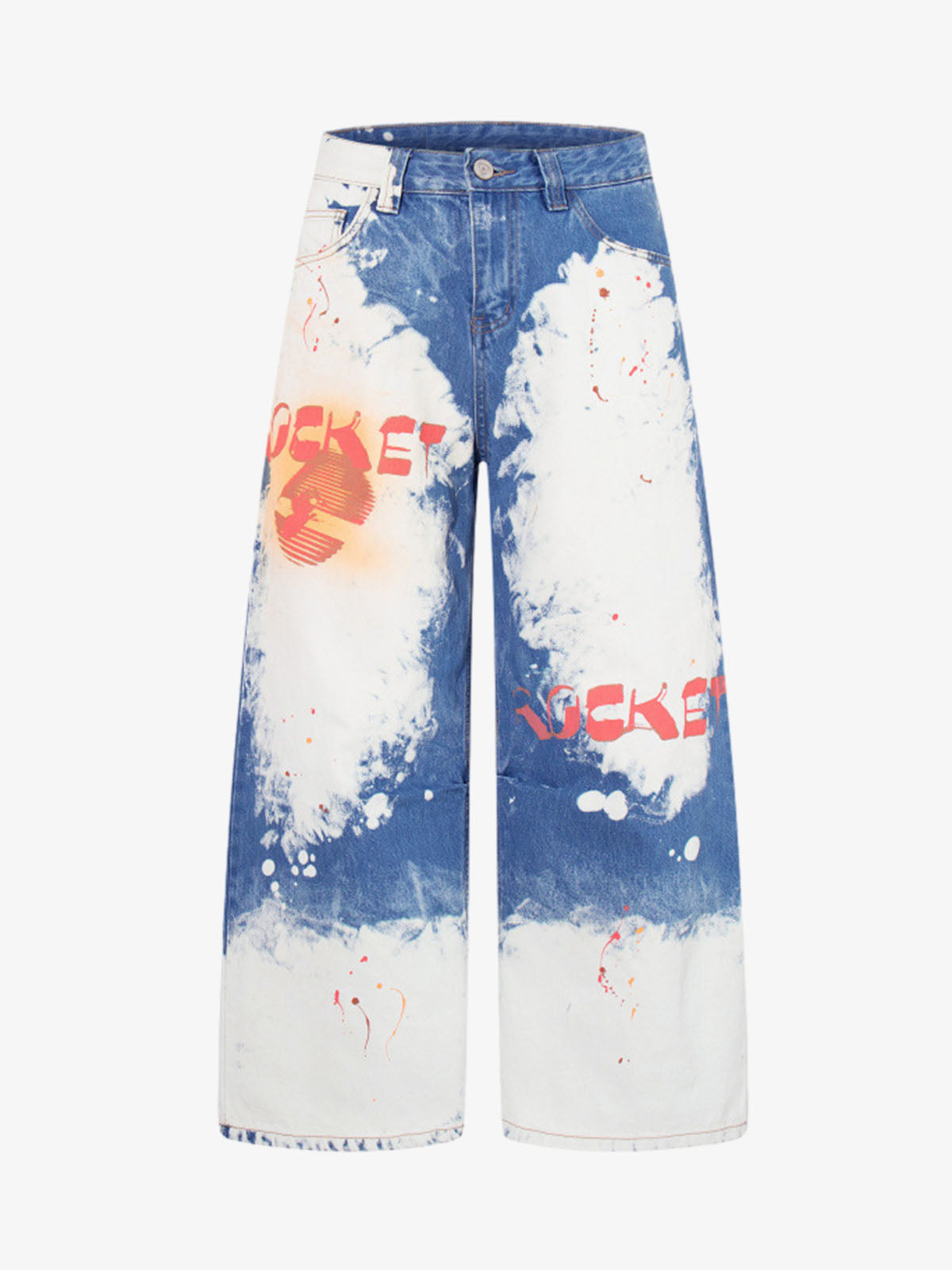 Bleached Paint Splatter Graphic Jeans Bleached Paint Splatter Graphic Jeans
