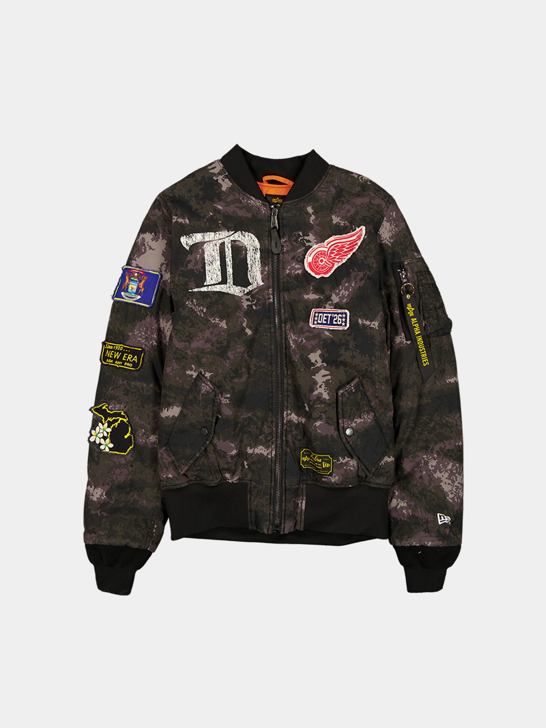 DETROIT RED WINGS X ALPHA X NEW ERA MA- BOMBER JACKET BLACK CAMO DETROIT RED WINGS X ALPHA X NEW ERA MA- BOMBER JACKET BLACK CAMO