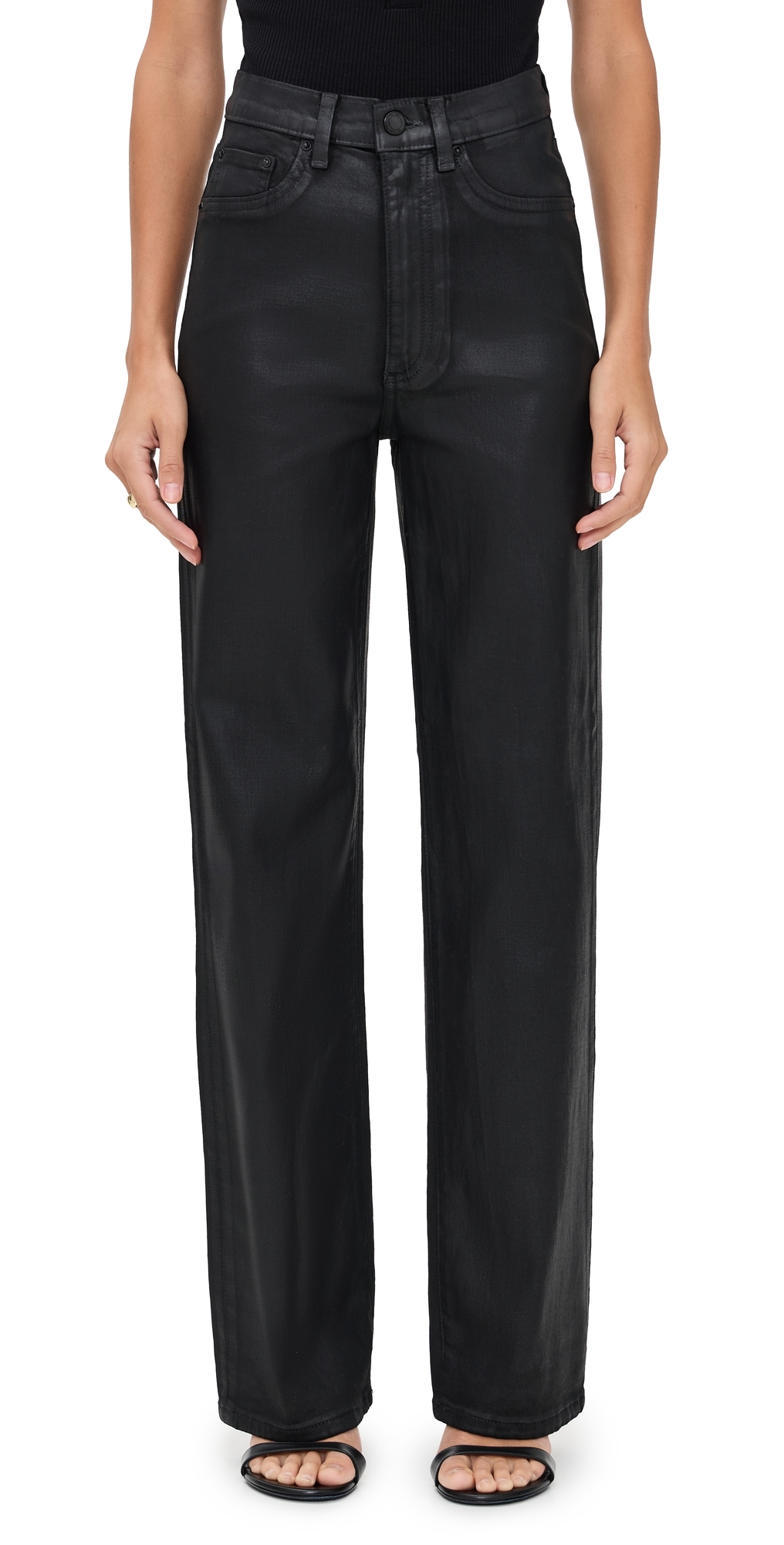 DL Karmine Refined Wide Leg High Rise Coated Jeans Black Coated Ultimate DL Karmine Refined Wide Leg High Rise Coated Jeans Black Coated Ultimate