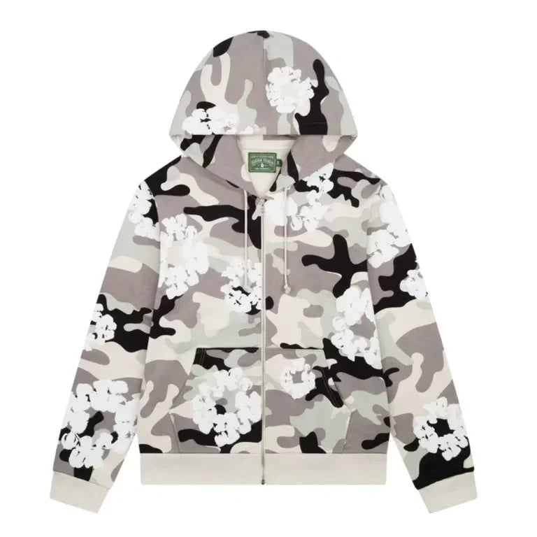 Denim Tears The Cotton Wreath Zip Sweatshirt White Camo Denim Tears The Cotton Wreath Zip Sweatshirt White Camo