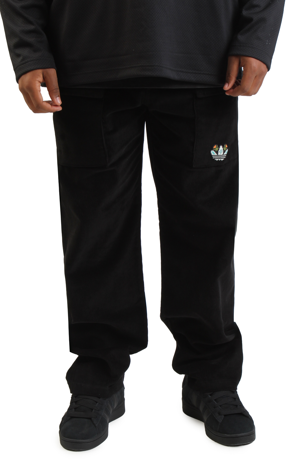 Men Trefoil graphic sweatpants Black Pants Black