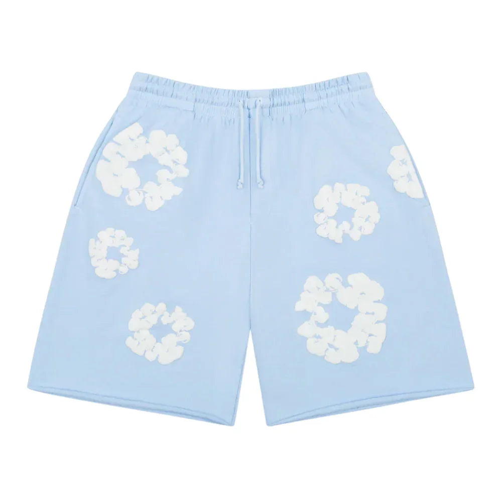 Denim Tears The Cotton Wreath Sweat Shorts Powder Blue Denim Tears The Cotton Wreath Sweat Shorts Powder Blue