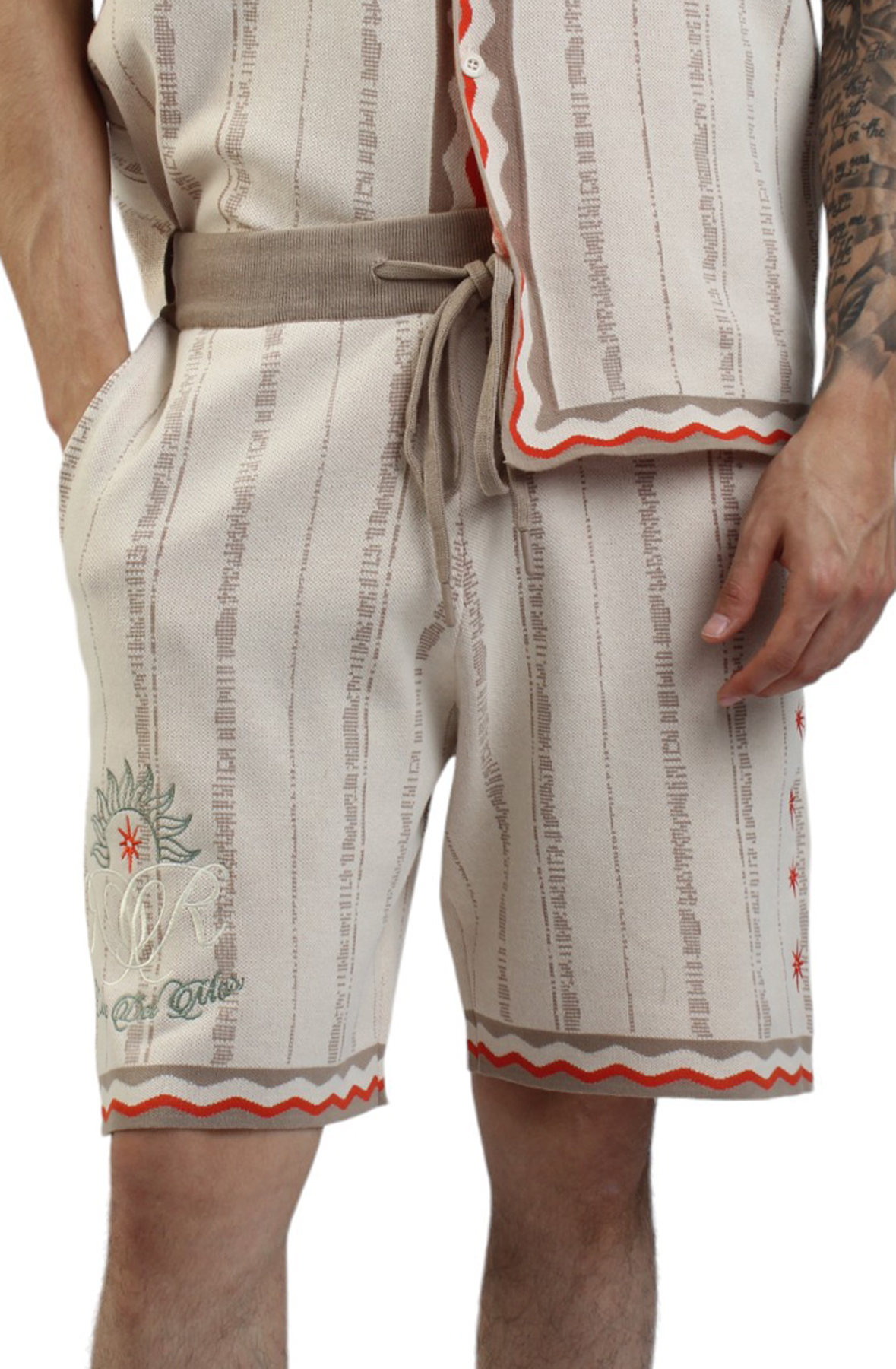 Men Cuban Link Knit Shorts Khaki Shorts Khaki Men Cuban Link Knit Shorts Khaki Shorts Khaki