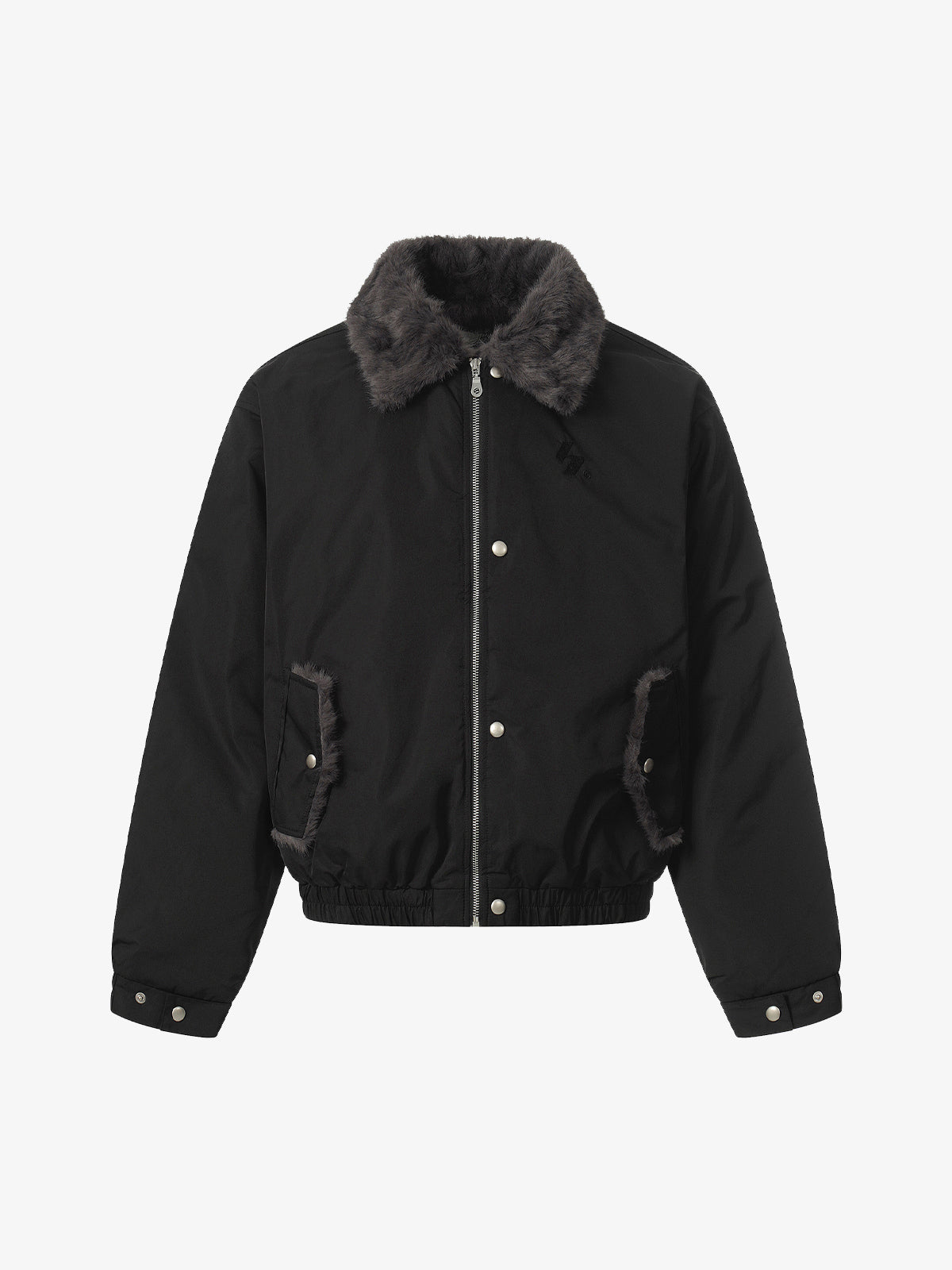 Faux Fur Collar Zipper Padded Bomber Jacket