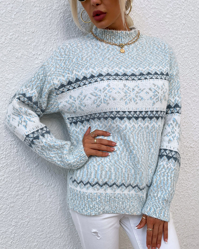Half Turtleneck Christmas Sweater – Blue S Half Turtleneck Christmas Sweater – Blue S