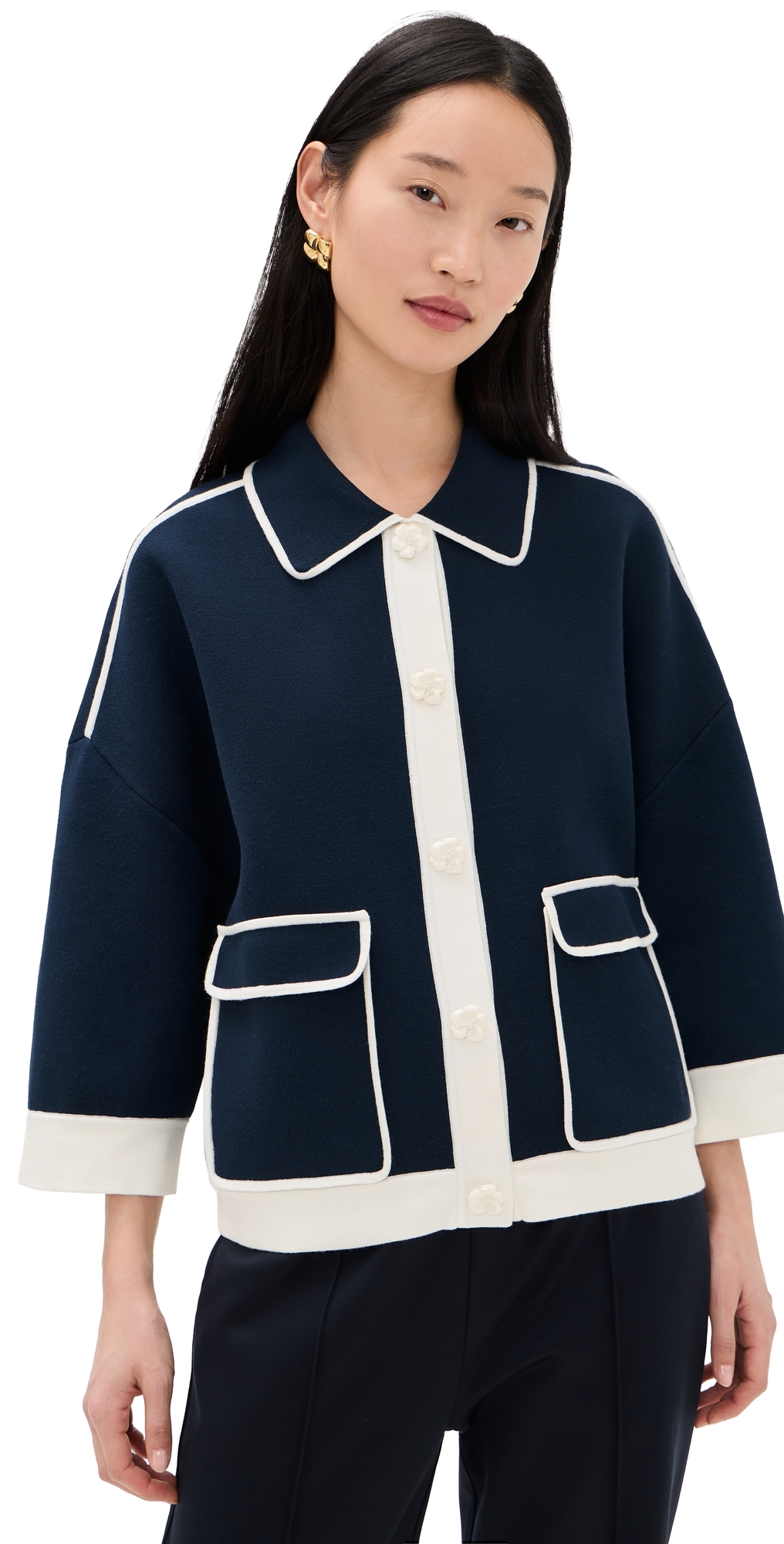 ESSENTIEL ANTWERP Jugly Knit Cardigan Classic Navy ESSENTIEL ANTWERP Jugly Knit Cardigan Classic Navy