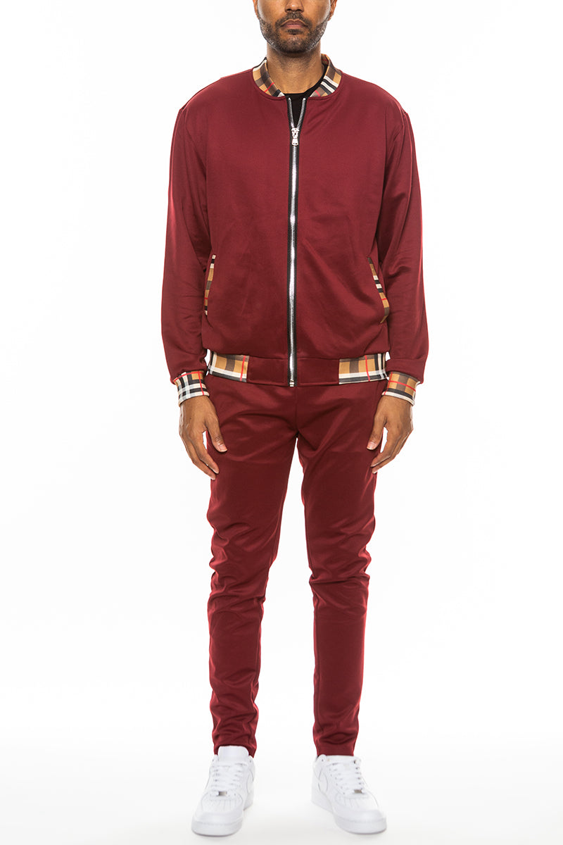 Checkered Detail Track Jacket Set Checkered Detail Track Jacket Set