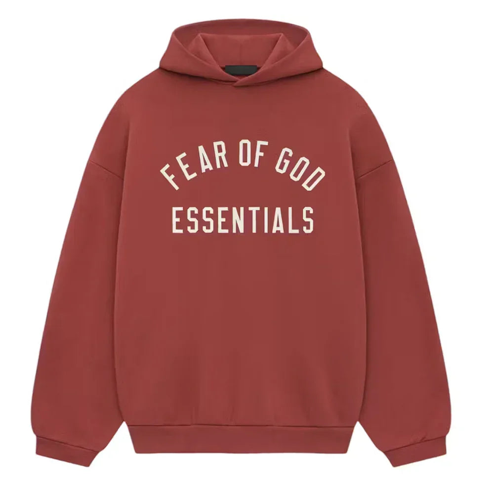 Fear of God Essentials Fleece Hoodie Crimson Fear of God Essentials Fleece Hoodie Crimson