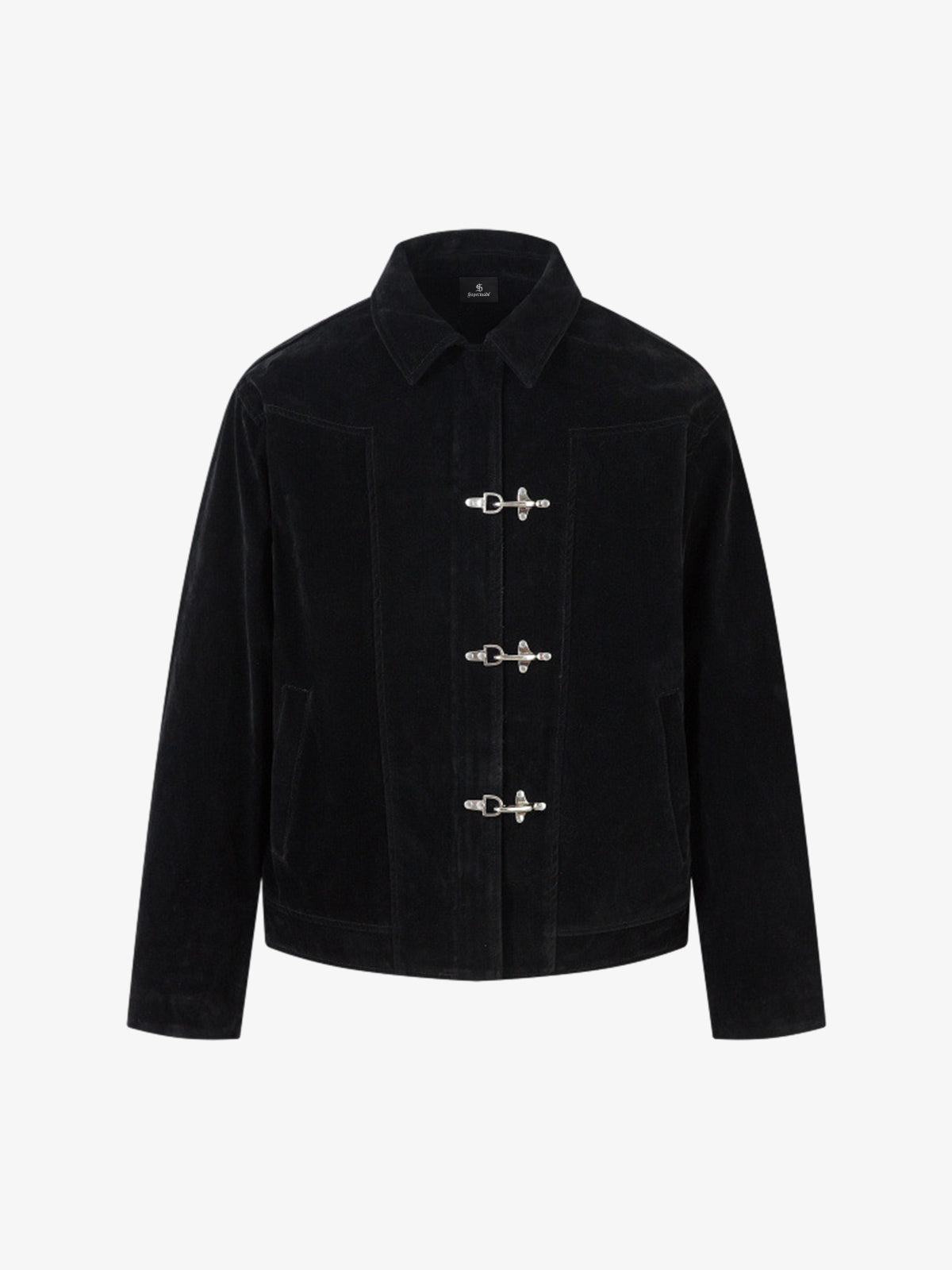 Retro Unique Metal Button Lapel Suede Bomber Jacket Retro Unique Metal Button Lapel Suede Bomber Jacket