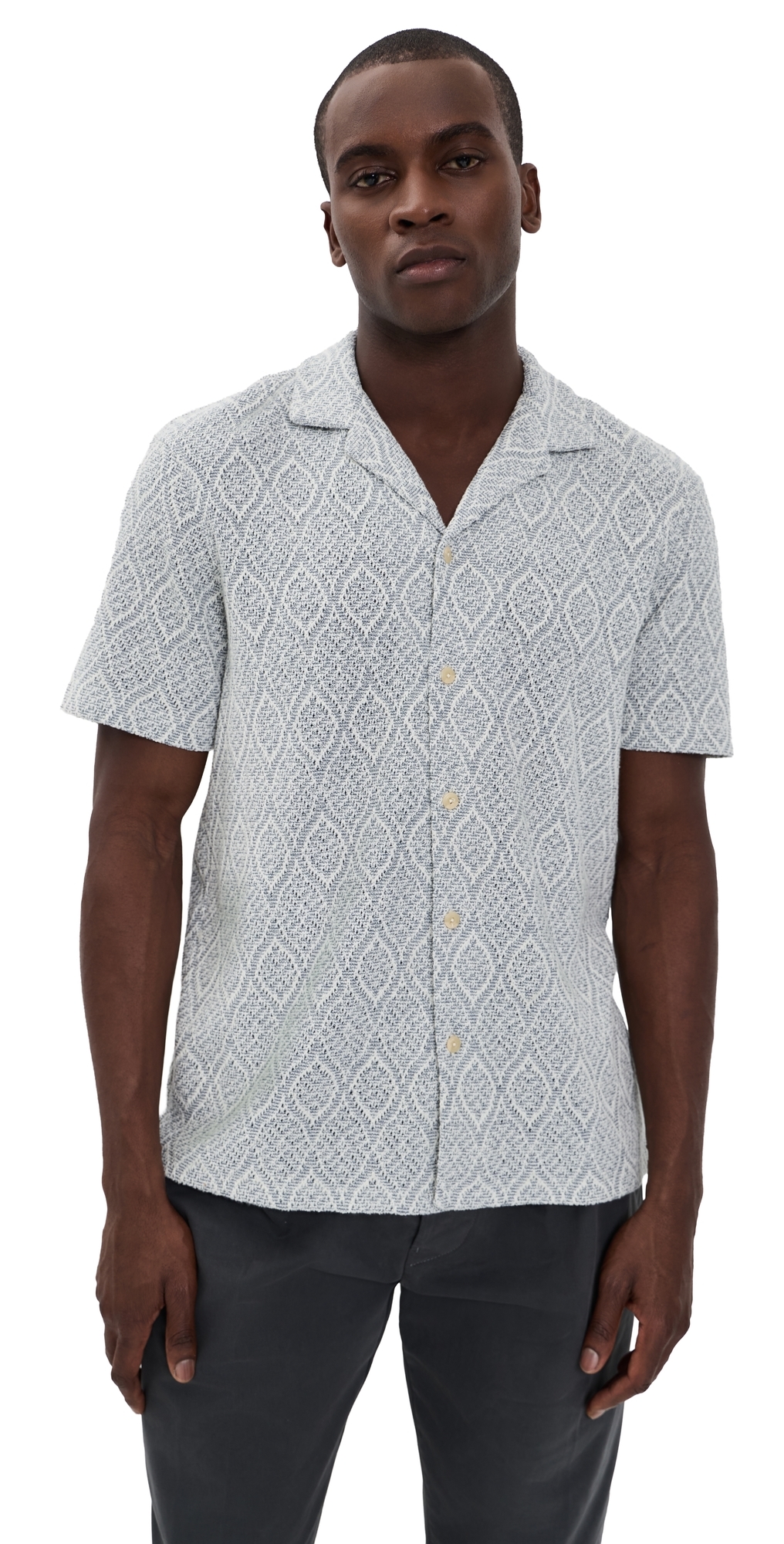 Faherty Oasis Camp Shirt Blue Island Medallion