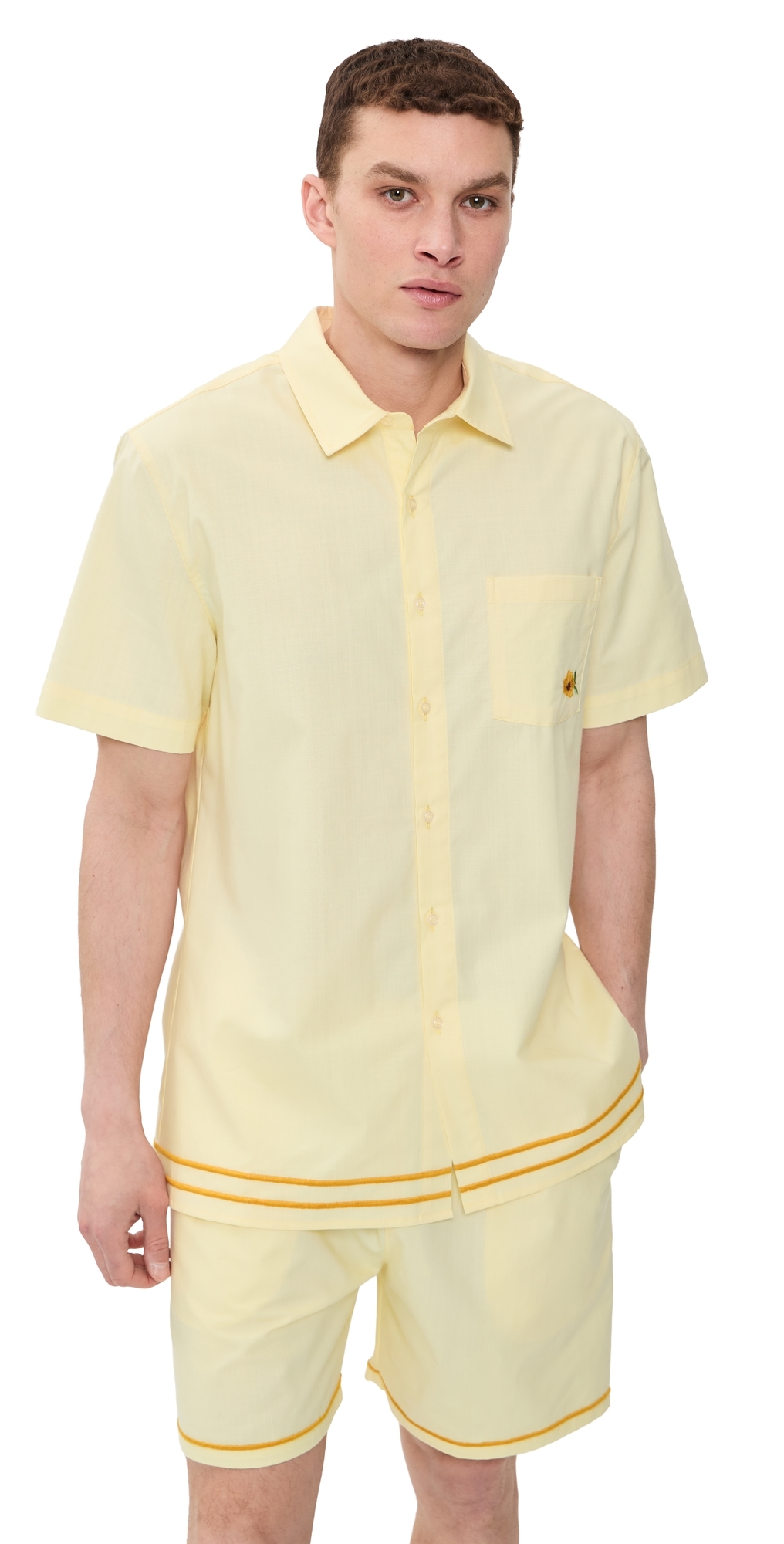 Fanm Mon Efe Embroidered Linen Camp Shirt Light Yellow Fanm Mon Efe Embroidered Linen Camp Shirt Light Yellow