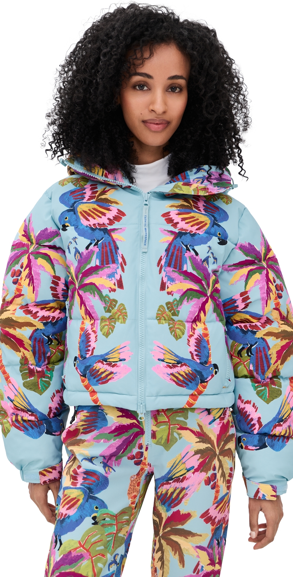 FARM Rio FARM Rio x Whitespace Macaw Hooded Puffer Ski Jacket Blue FARM Rio FARM Rio x Whitespace Macaw Hooded Puffer Ski Jacket Blue