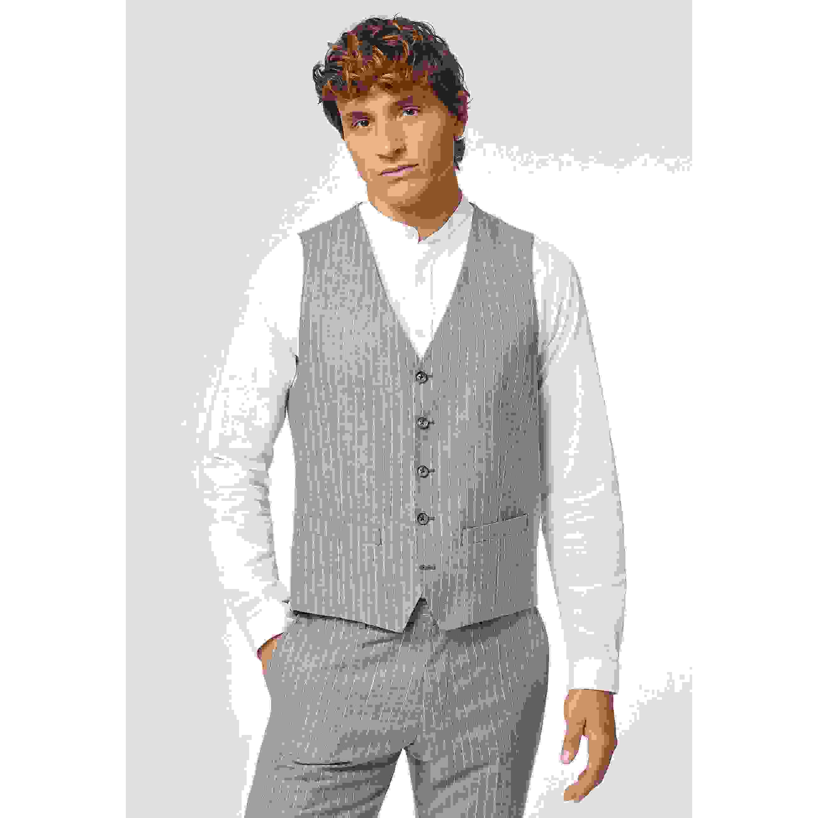 Fashion Pieces Mens Stripe Suit Flat V-Neck Vest Suit For Wedding Vest + Pants Fashion Pieces Mens Stripe Suit Flat V-Neck Vest Suit For Wedding Vest + Pants