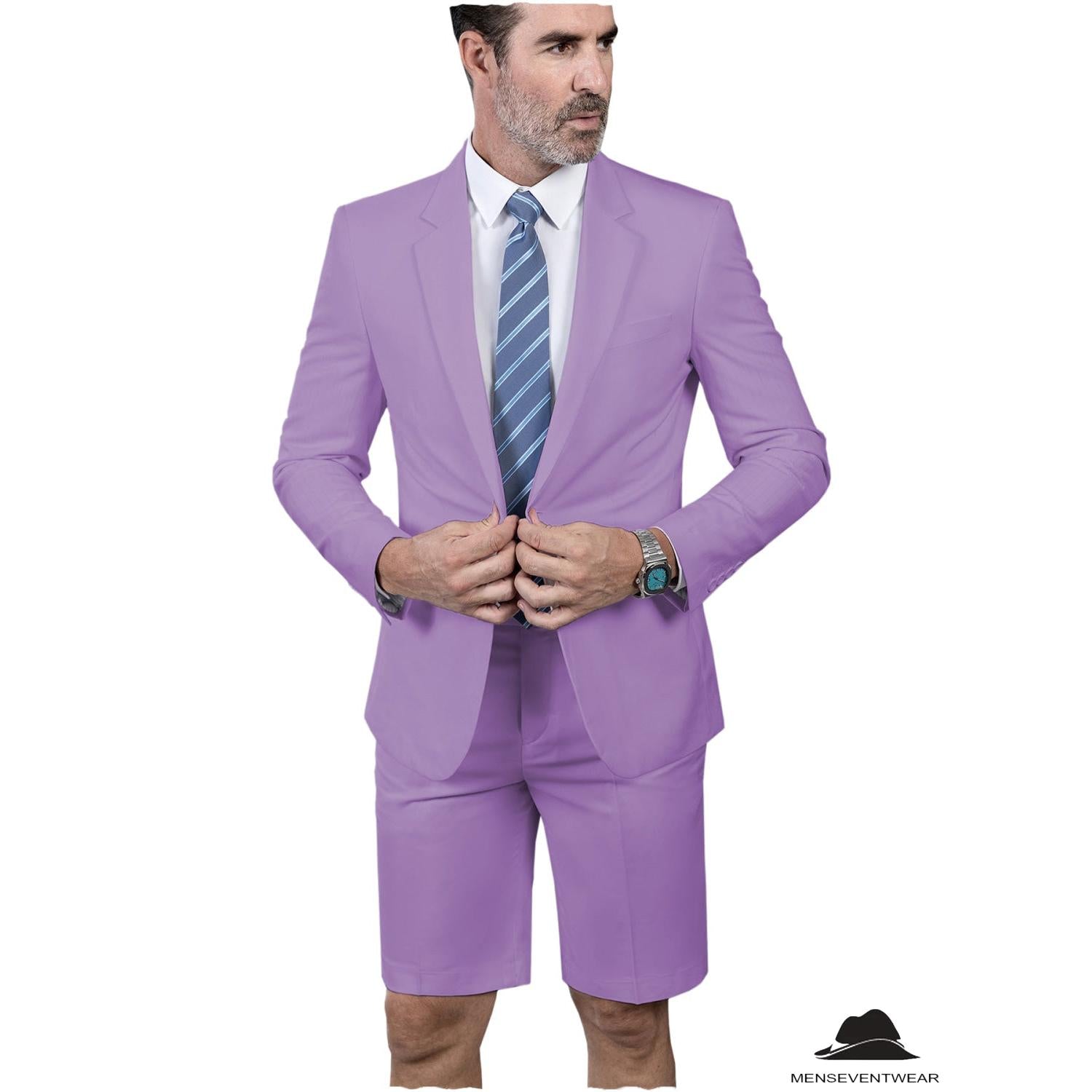 Fashion Pieces Mens Suit Flat Notch Lapel Tuxedos For Wedding Blazer+Shorts – Lavender Size Customisation Fashion Pieces Mens Suit Flat Notch Lapel Tuxedos For Wedding Blazer+Shorts – Lavender Size Customisation