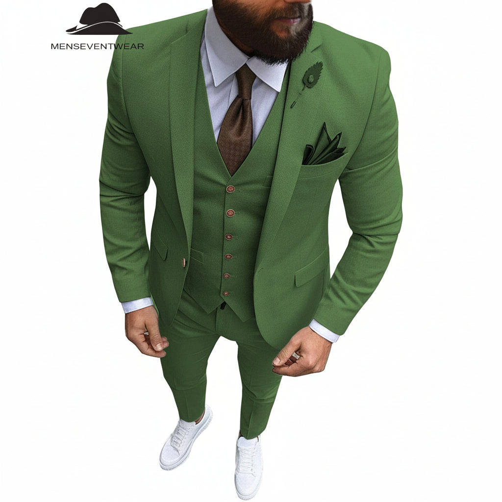 Menseventwear Fashion Pieces Mens Suit Flat Notch Lapel Tuxedos Blazer+vest+Pants Menseventwear Fashion Pieces Mens Suit Flat Notch Lapel Tuxedos Blazer+vest+Pants