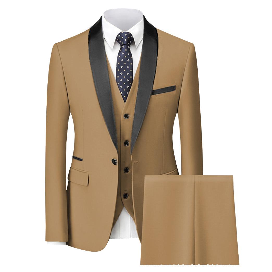 Menseventwear Fashion Pieces Mens Suit Flat Shawl Lapel Tuxedos Blazer+vest+Pants Menseventwear Fashion Pieces Mens Suit Flat Shawl Lapel Tuxedos Blazer+vest+Pants