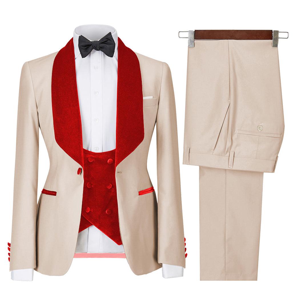 Menseventwear Fashion Pieces Mens Suit Flat Shawl Lapel Tuxedos Blazer+vest+Pants Menseventwear Fashion Pieces Mens Suit Flat Shawl Lapel Tuxedos Blazer+vest+Pants
