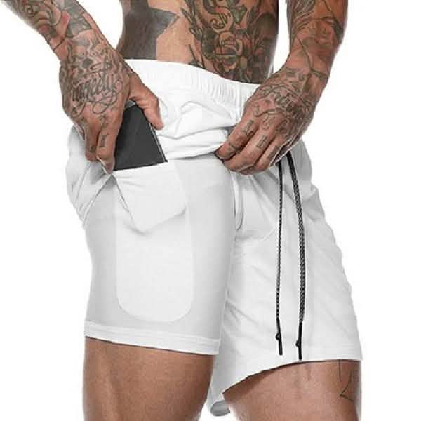 Fashion Men Elastic Waist Sports Shorts with Phone Pocket Fashion Men Elastic Waist Sports Shorts with Phone Pocket