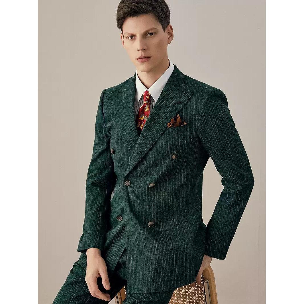 Fashion Men’s Pieces Mens Double-breasted Suit Peak Lapel Striped Tuxedos Blazer+Vest+Pants Fashion Men’s Pieces Mens Double-breasted Suit Peak Lapel Striped Tuxedos Blazer+Vest+Pants