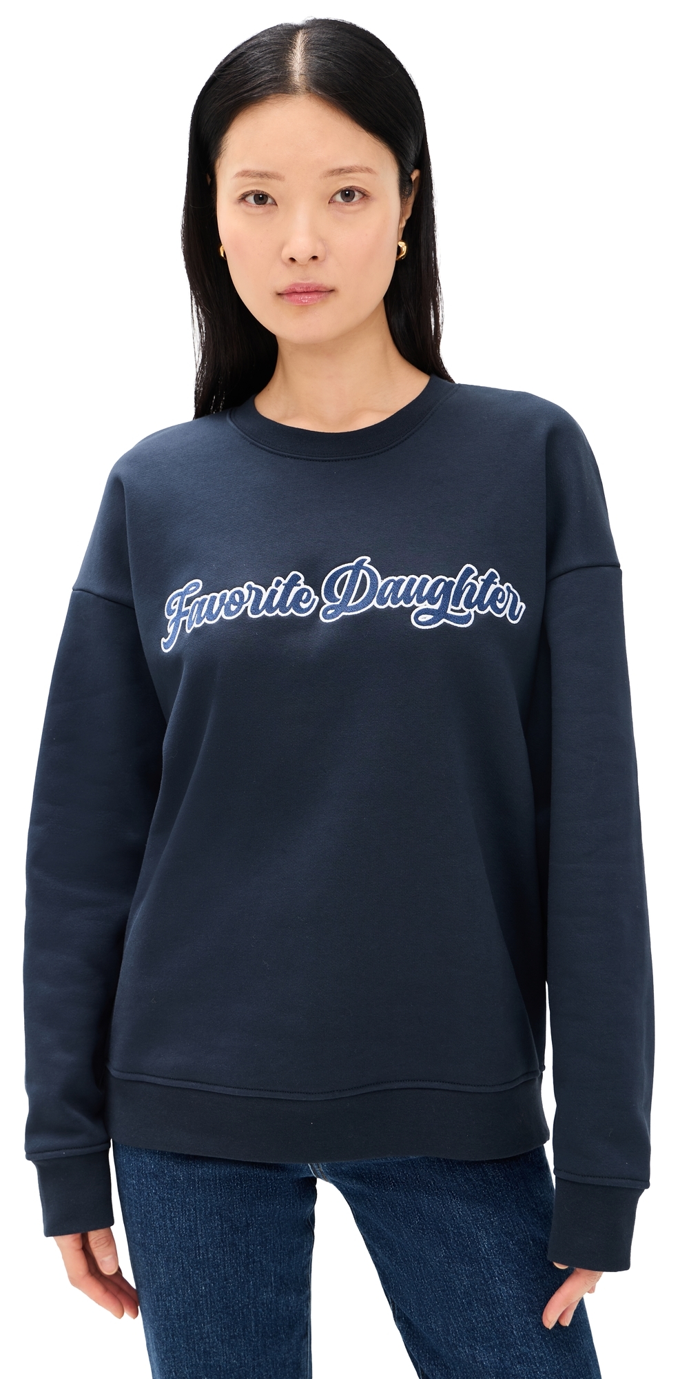 Favorite Daughter The Varsity Embroidered Sweatshirt NavyWhite Favorite Daughter The Varsity Embroidered Sweatshirt NavyWhite