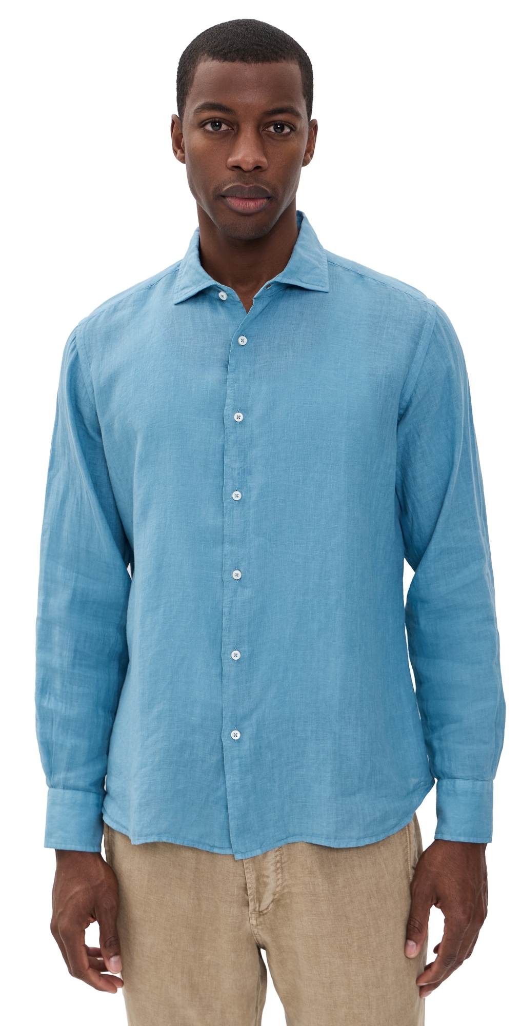 Fedeli Nick Linen Button Down Shirt Denim Blue Fedeli Nick Linen Button Down Shirt Denim Blue