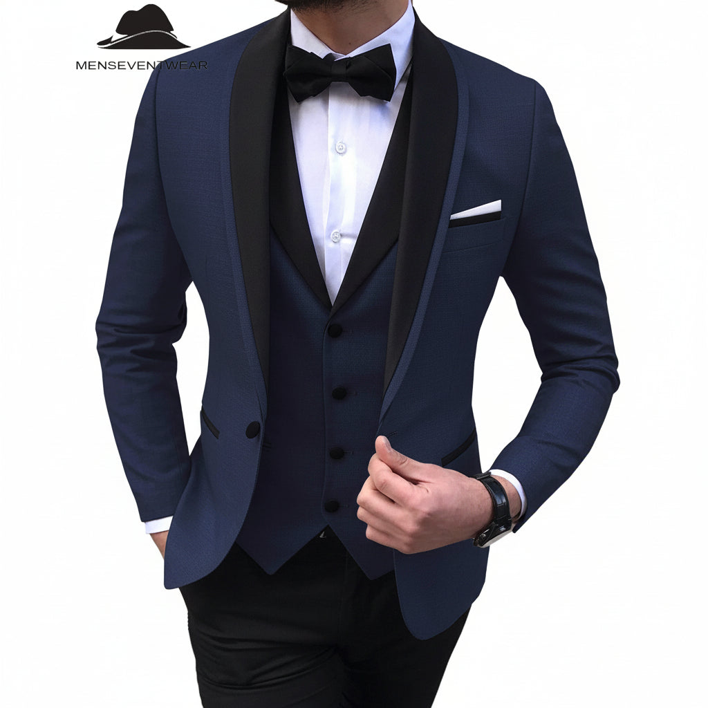 Menseventwear Formal Pieces Mens Suit Flat Shawl Lapel Tuxedos Blazer+vest+Pants Menseventwear Formal Pieces Mens Suit Flat Shawl Lapel Tuxedos Blazer+vest+Pants
