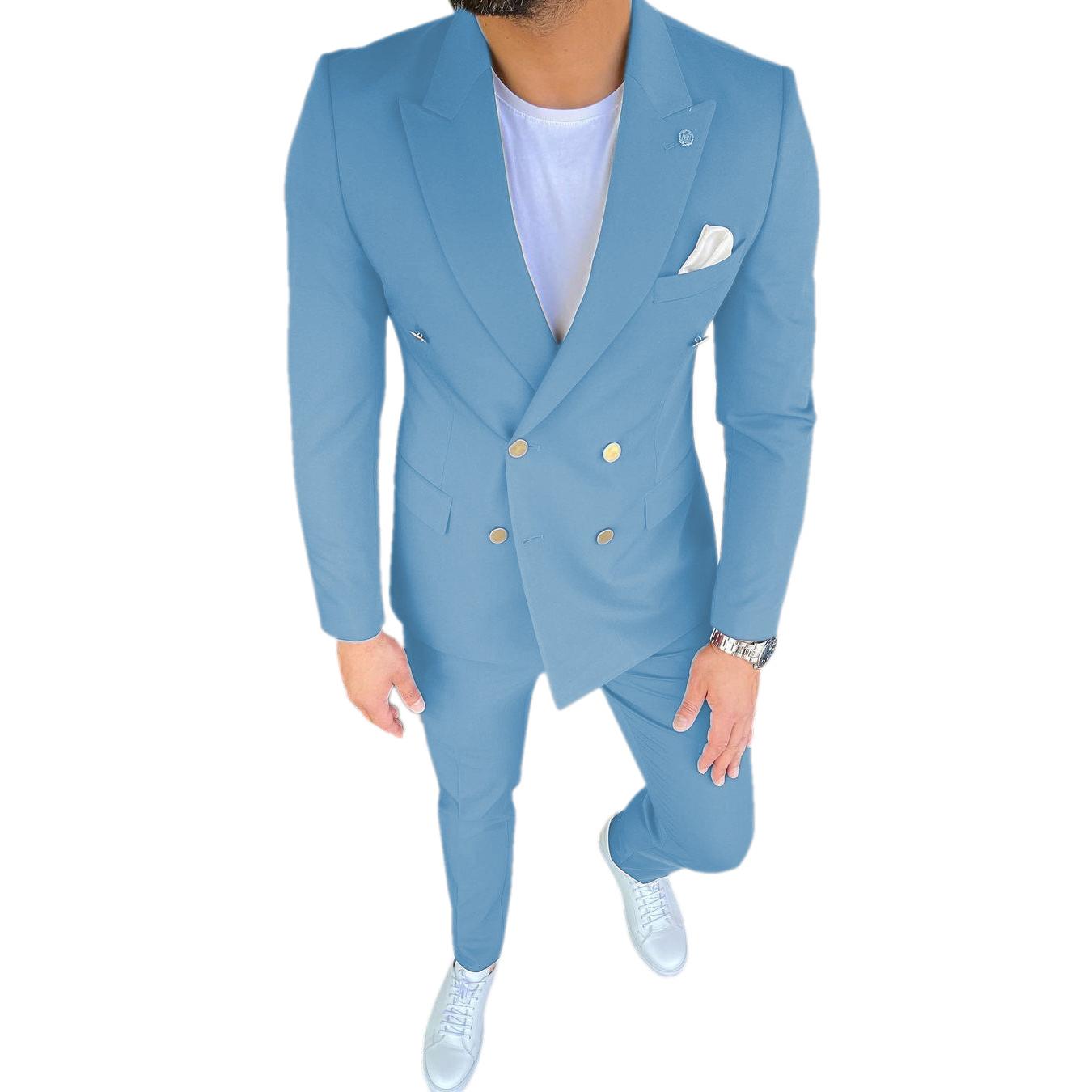 Menseventwear Formal Pieces Mens Suit Slim Fit Flat Peak Lapel Tuxedos Blazer+Pants Menseventwear Formal Pieces Mens Suit Slim Fit Flat Peak Lapel Tuxedos Blazer+Pants