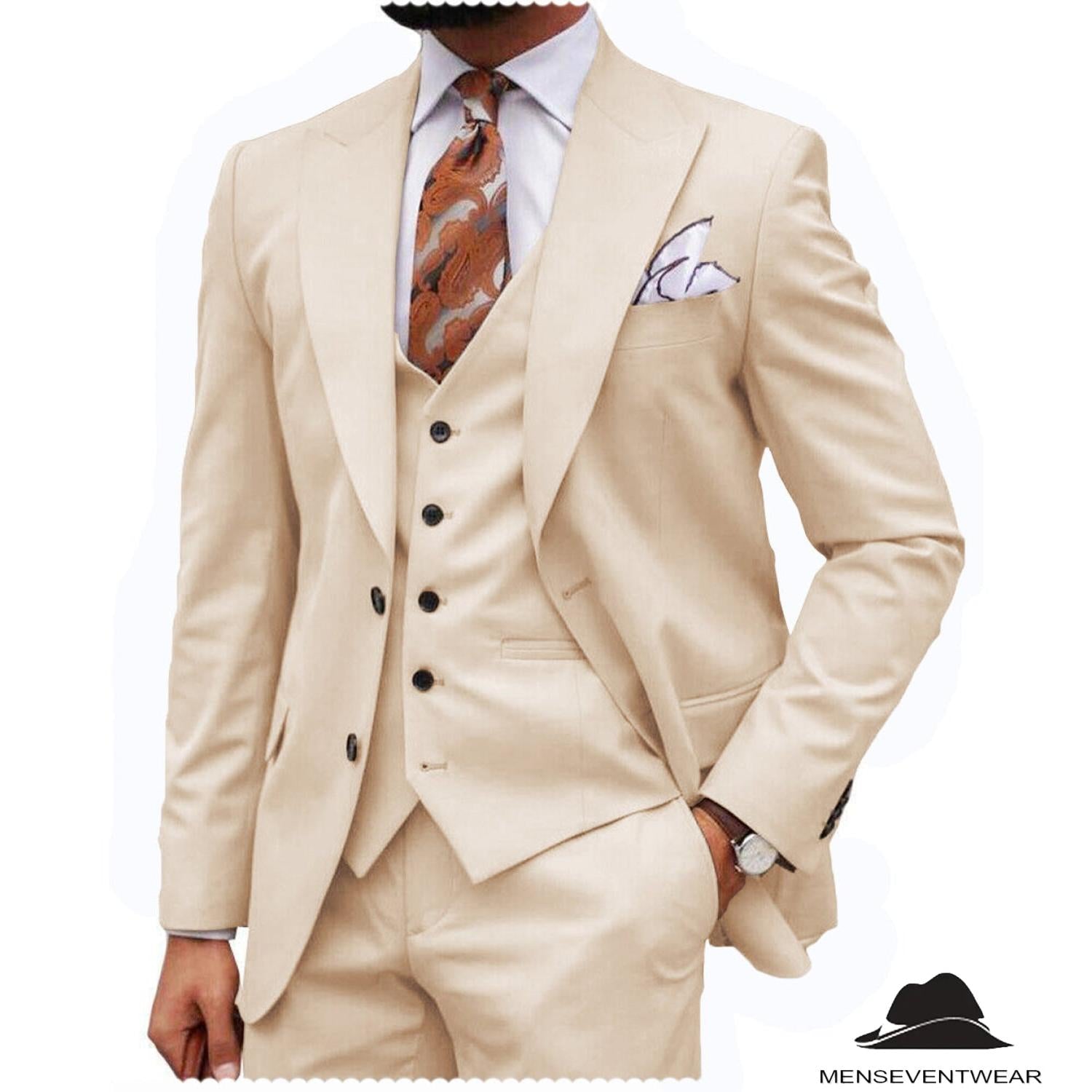 Menseventwear Formal Men’s -Piece Regular Fit Peak Lapel Flat Men’s Suit Blazer+Vest+Pants Menseventwear Formal Men’s -Piece Regular Fit Peak Lapel Flat Men’s Suit Blazer+Vest+Pants