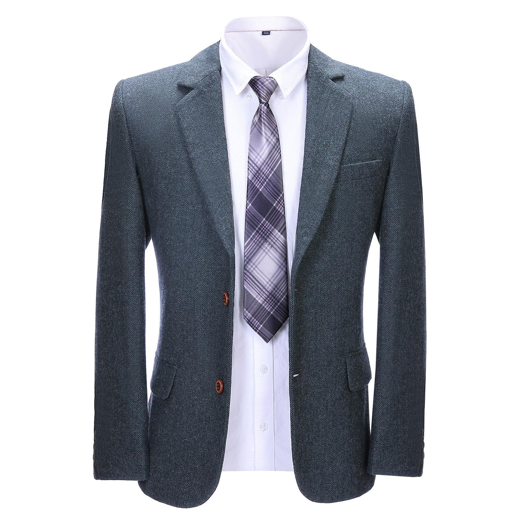 Menseventwear Formal Men’s Business Herringbone Notch Lapel Blazer Solid Jacket Menseventwear Formal Men’s Business Herringbone Notch Lapel Blazer Solid Jacket