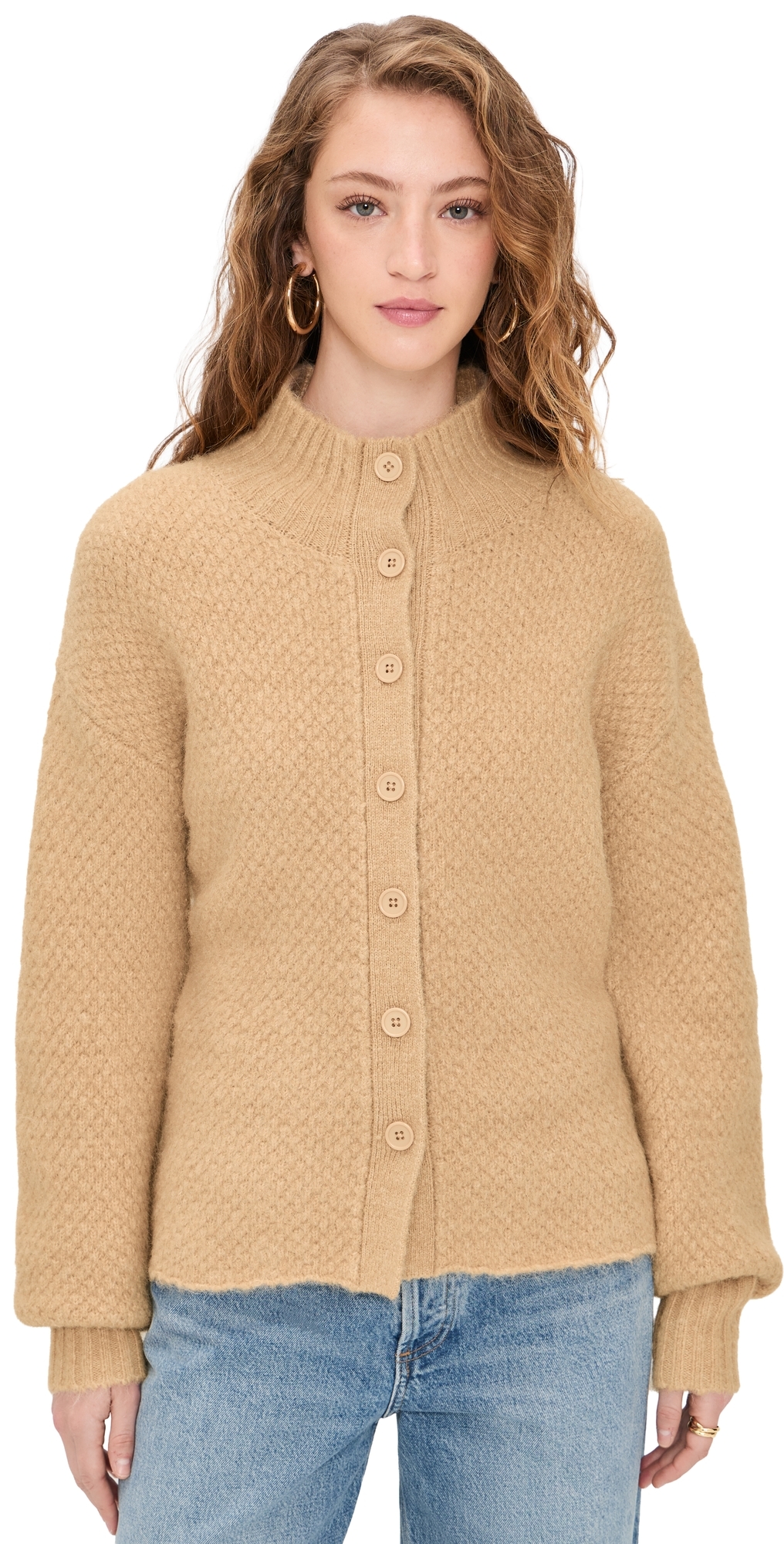th & Reckless Katya High Neck Cardigan Camel th & Reckless Katya High Neck Cardigan Camel