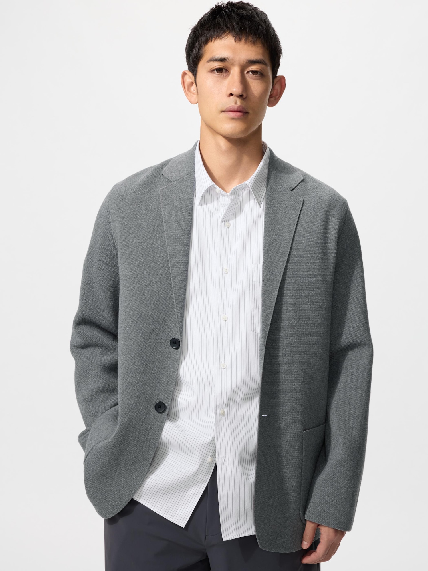 UNIQLO Men’s Milano Ribbed Jacket, Gray, Large UNIQLO Men’s Milano Ribbed Jacket, Gray, Large