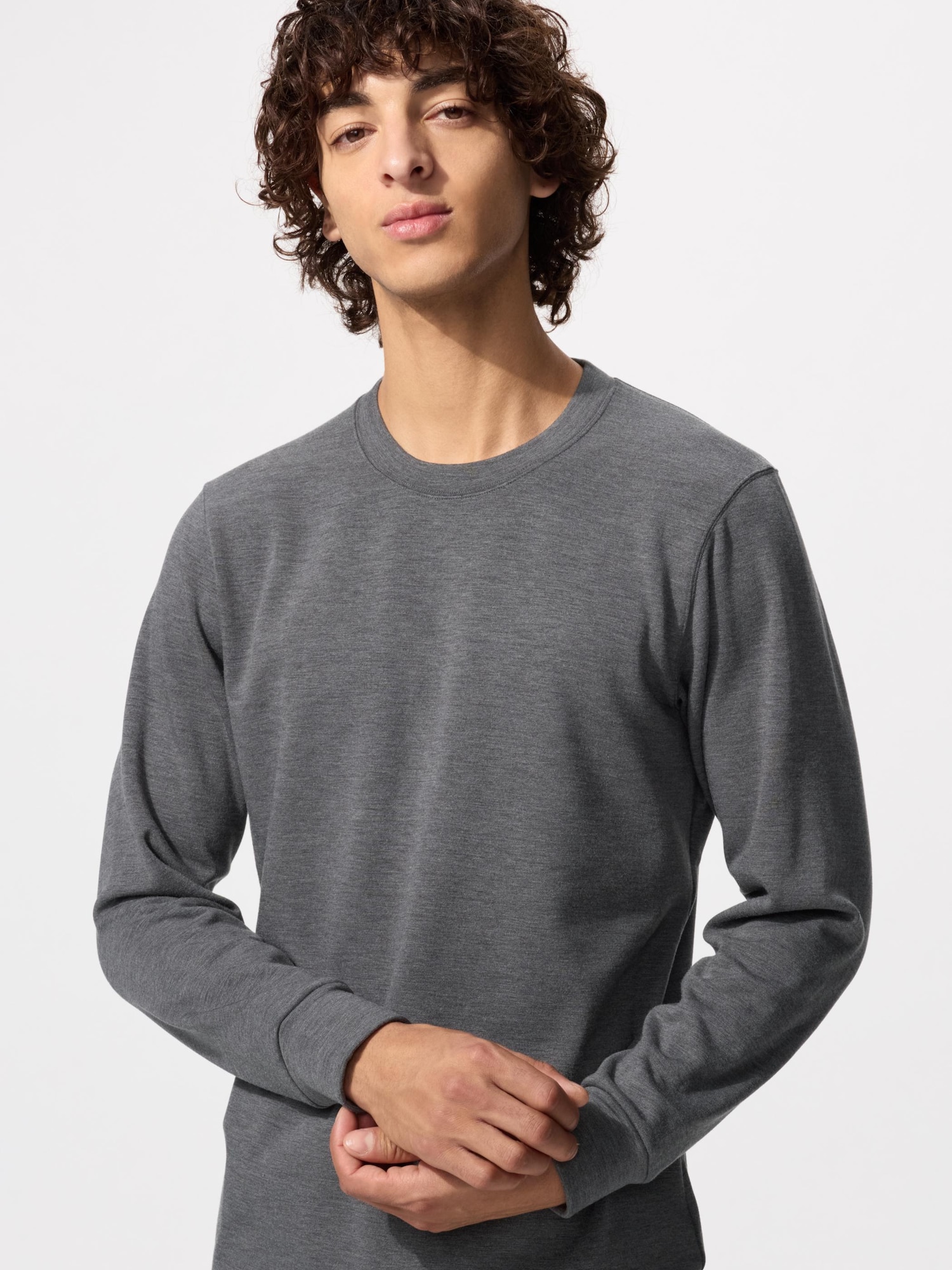 UNIQLO Men’s HEATTECH Ultra Warm Shirt with Moisture-Wicking, Dark Gray
