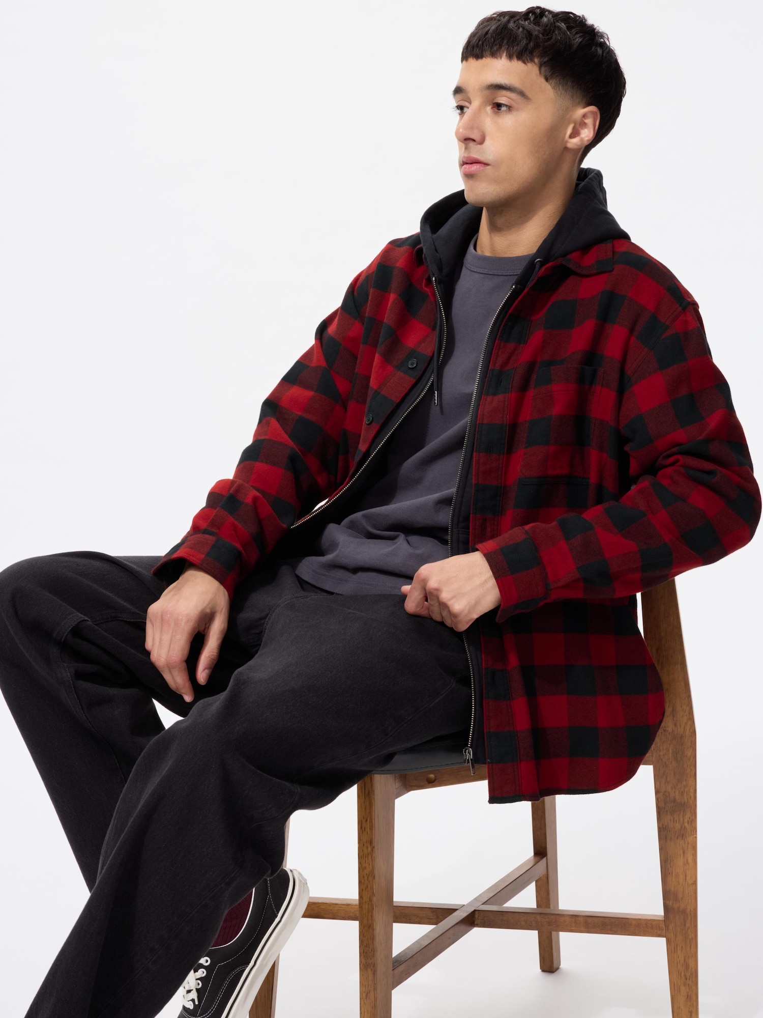 UNIQLO Men’s Flannel Checked Shirt, Red UNIQLO Men’s Flannel Checked Shirt, Red