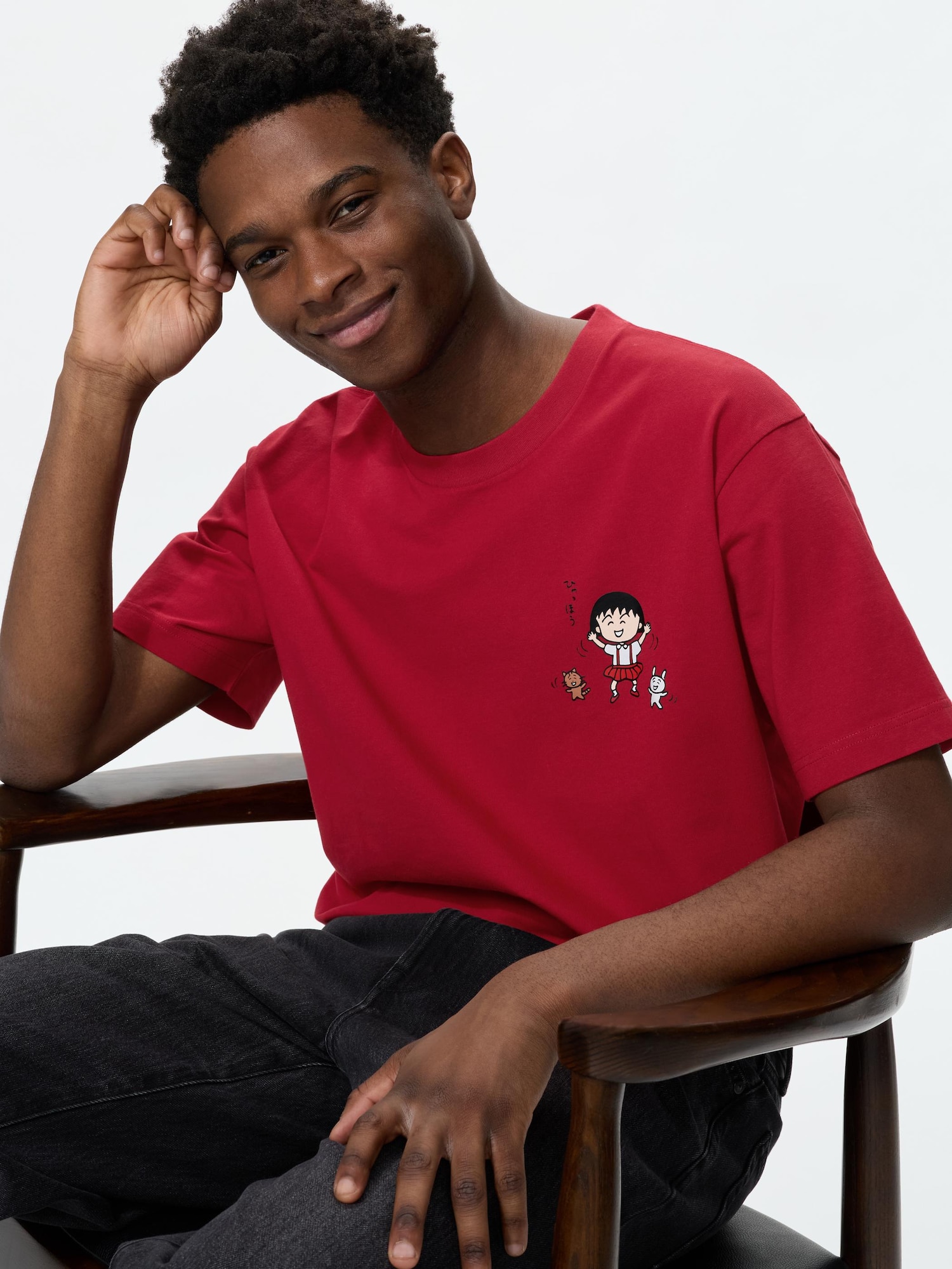 UNIQLO Men’s MANGA UT SHUEISHA th UT Graphic Shirt Chibi Maruko-chan, Red