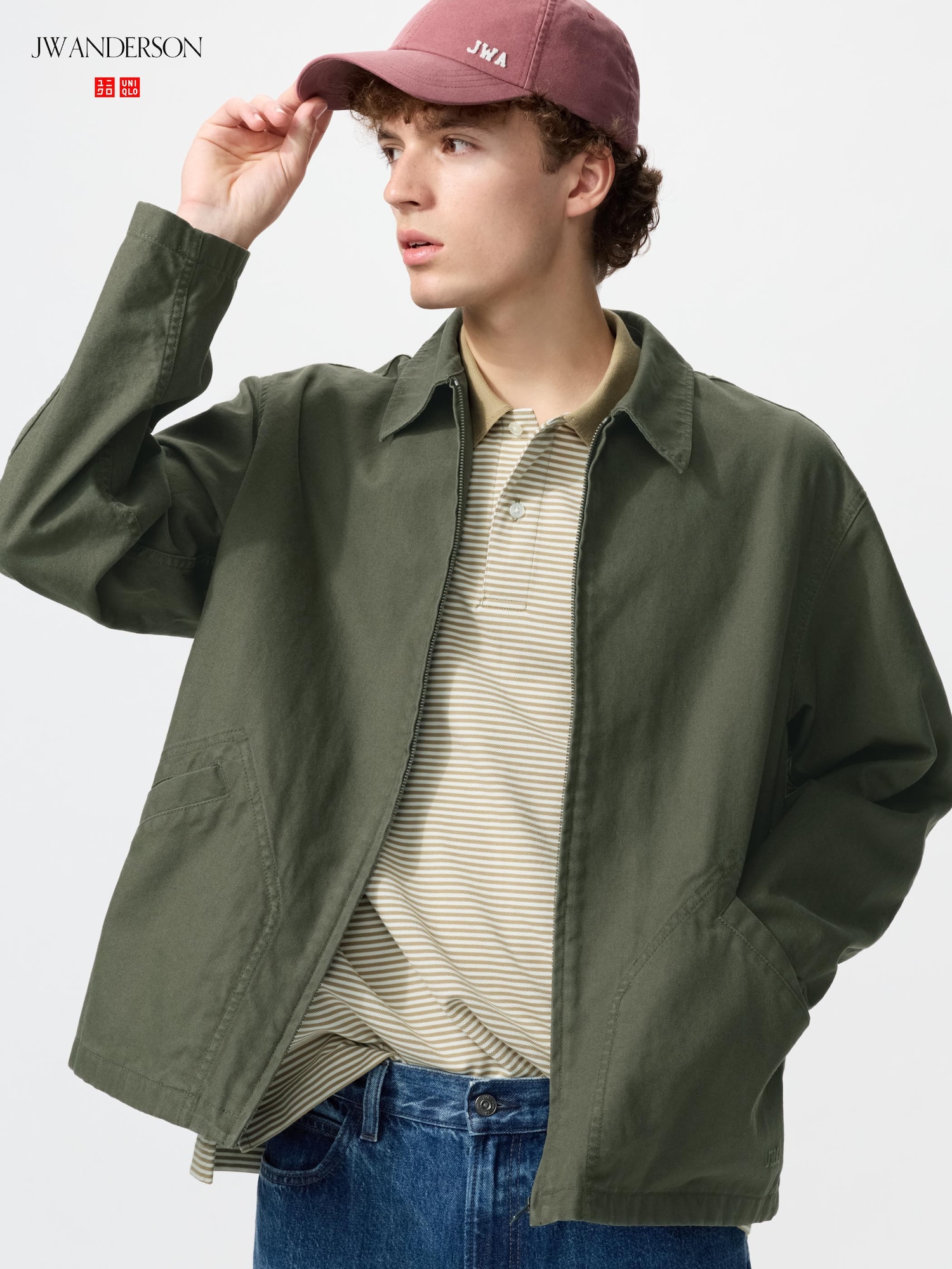 UNIQLO Men’s Zip-Up Blouson Jacket, Olive