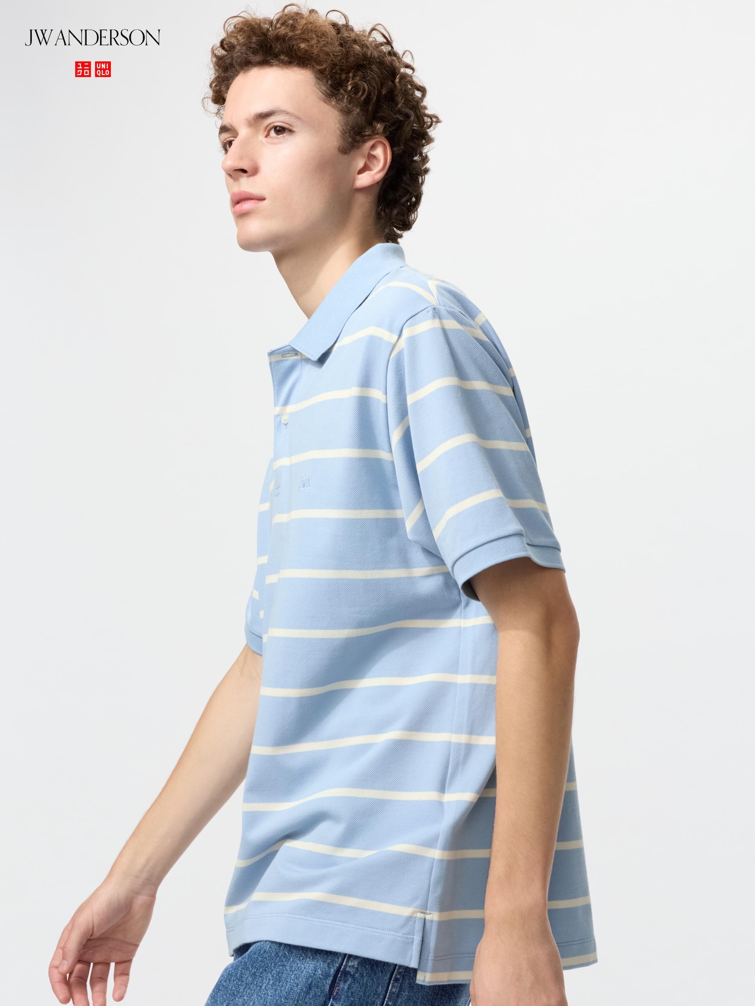 UNIQLO Men’s DRY Pique Striped Polo Shirt Wide Stripe with Quick-Drying, Blue, Medium