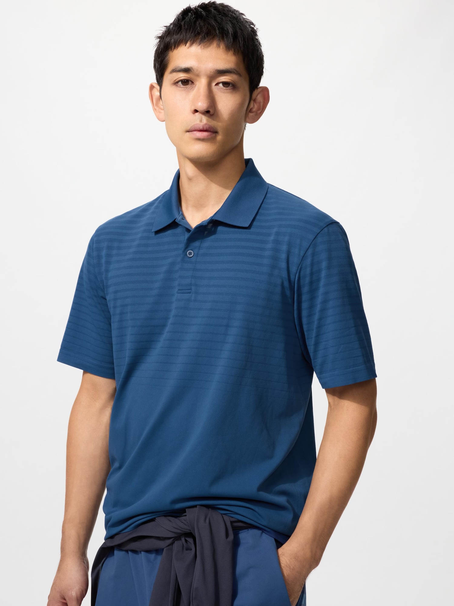 UNIQLO Men’s DRY-EX Polo Shirt Pattern with Quick-Drying, Blue