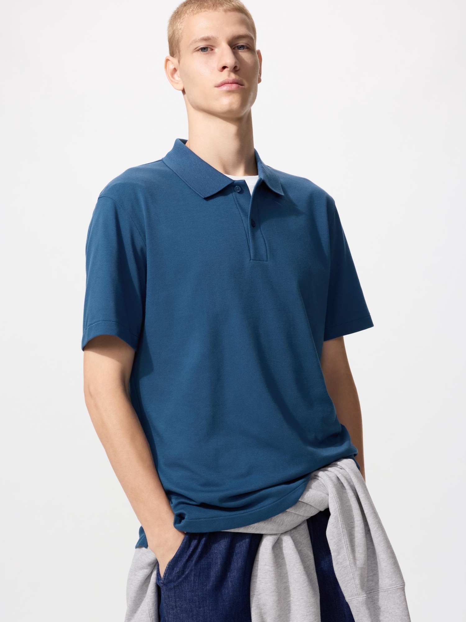 UNIQLO Men’s AIRism Cotton Pique Polo Shirt, Blue, Small UNIQLO Men’s AIRism Cotton Pique Polo Shirt, Blue, Small