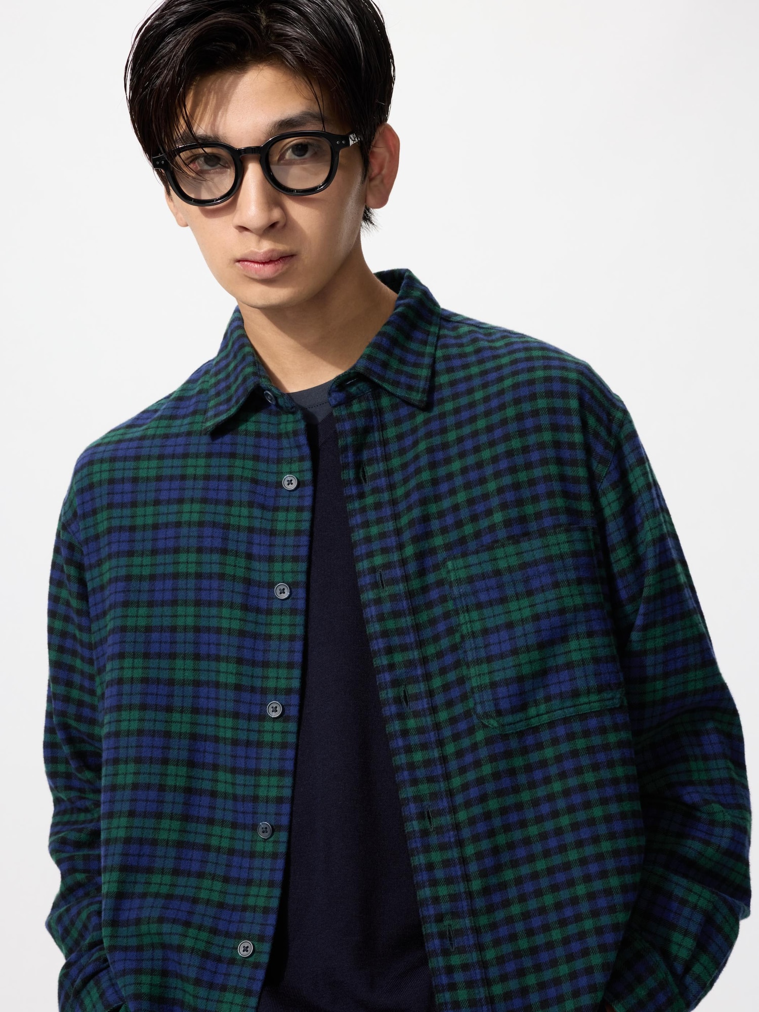 UNIQLO Men’s Flannel Checked Shirt, Blue