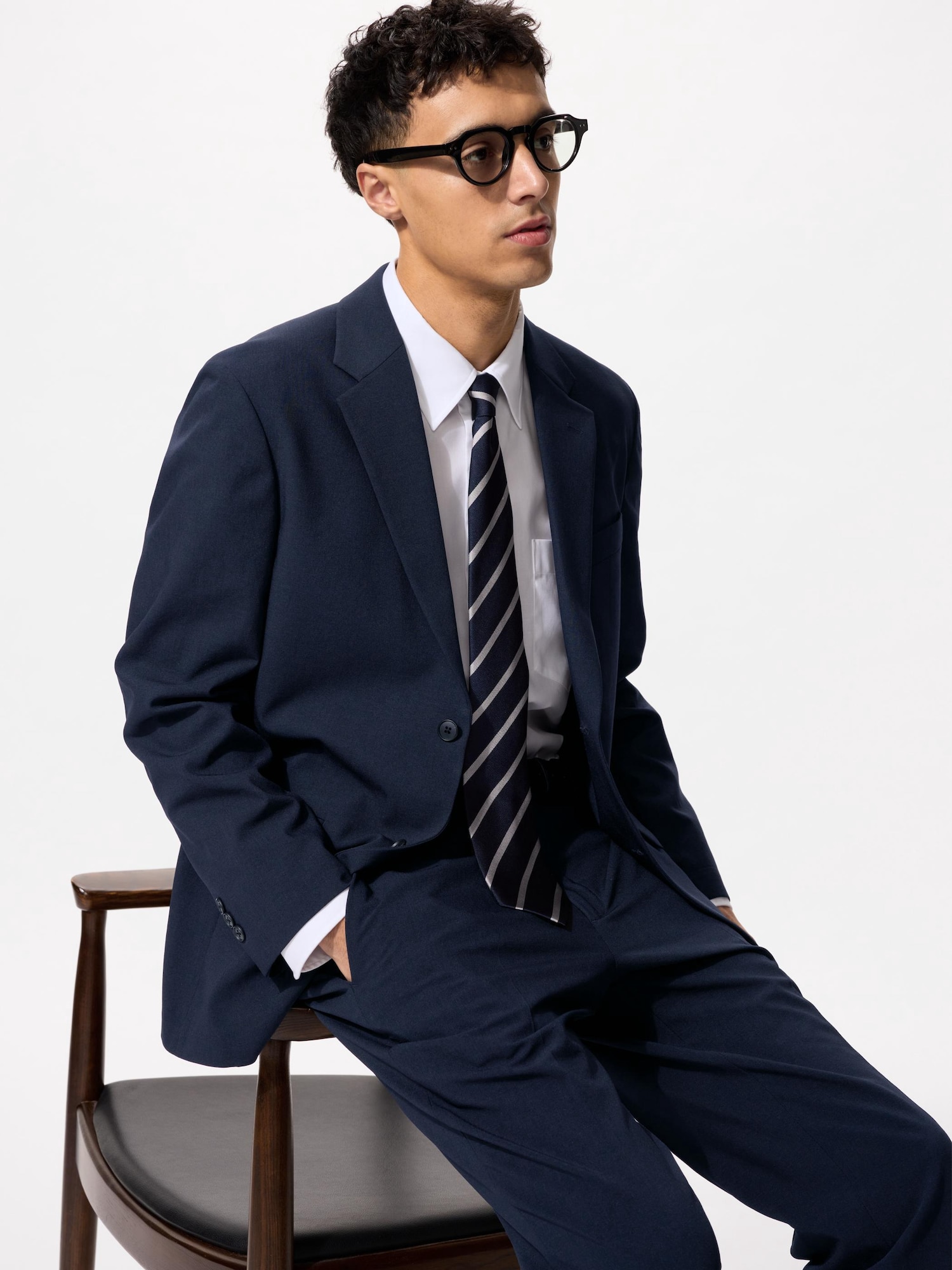 UNIQLO Men’s AirSense Blazer Wool-Like, Navy, Small