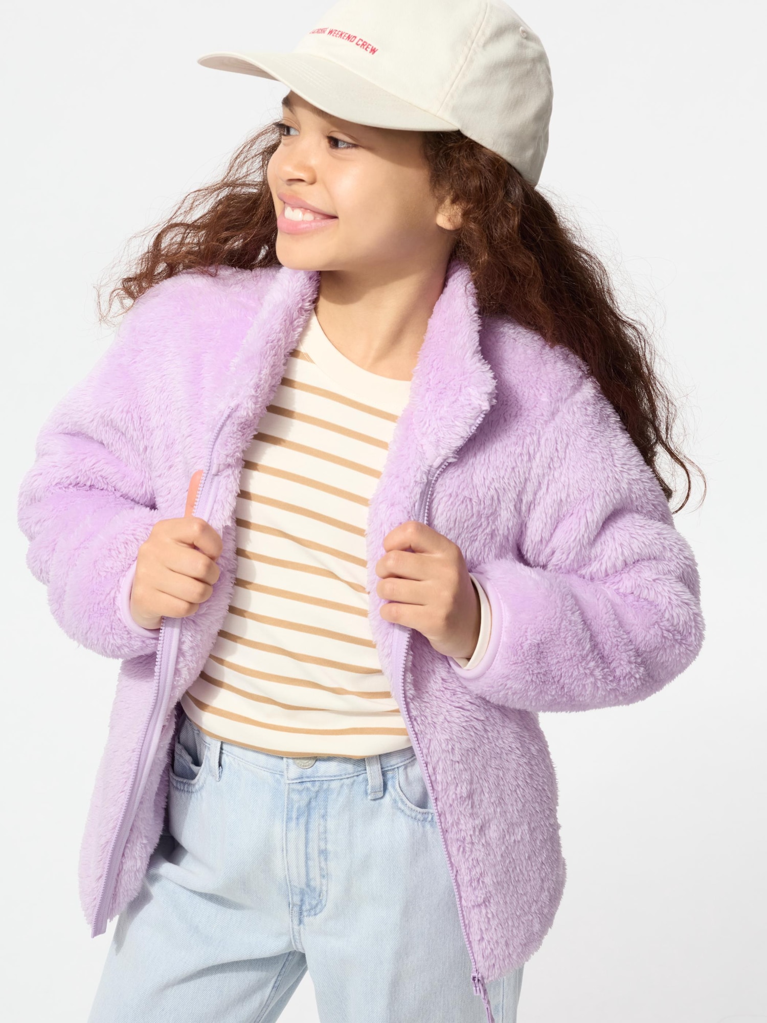 UNIQLO Kids’s Fluffy Yarn Fleece Full-Zip Jacket, Purple, -Y