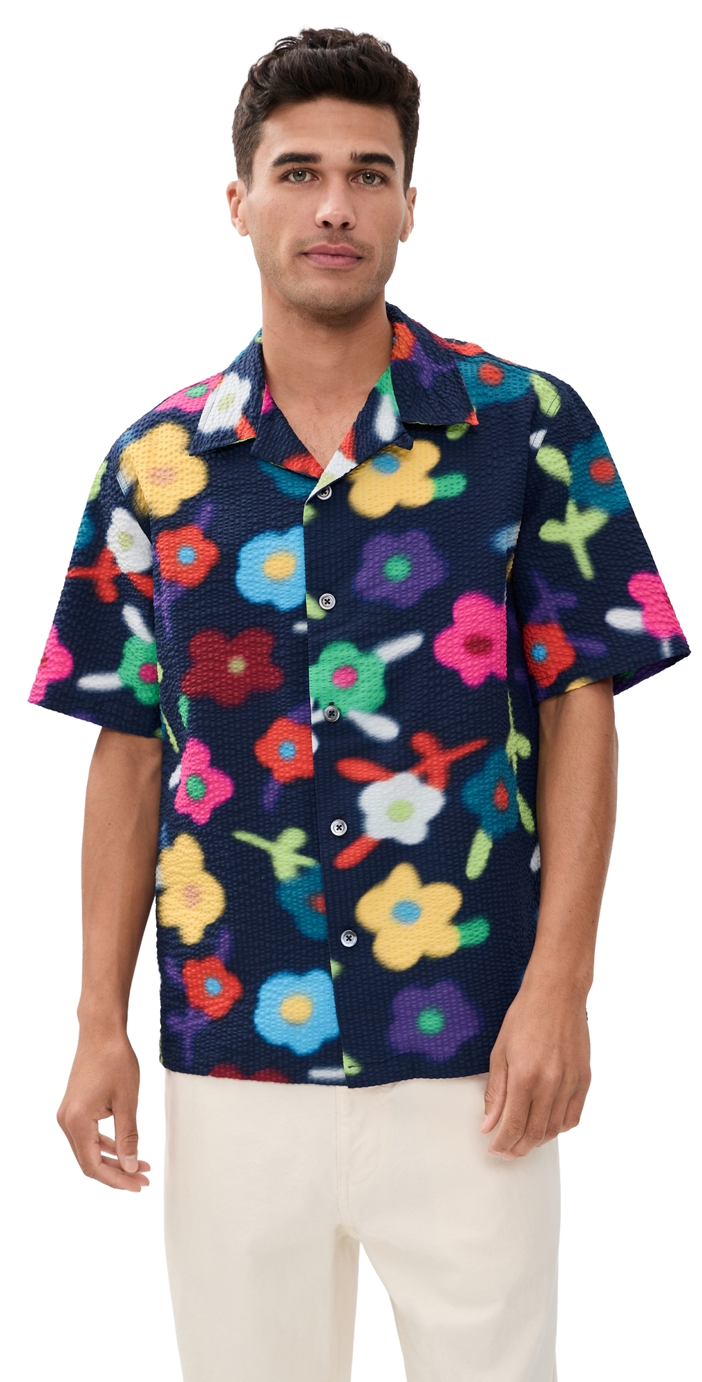 Howlin’ Trippy Flowers Seersucker Printed Cocktail Shirt Space Howlin’ Trippy Flowers Seersucker Printed Cocktail Shirt Space