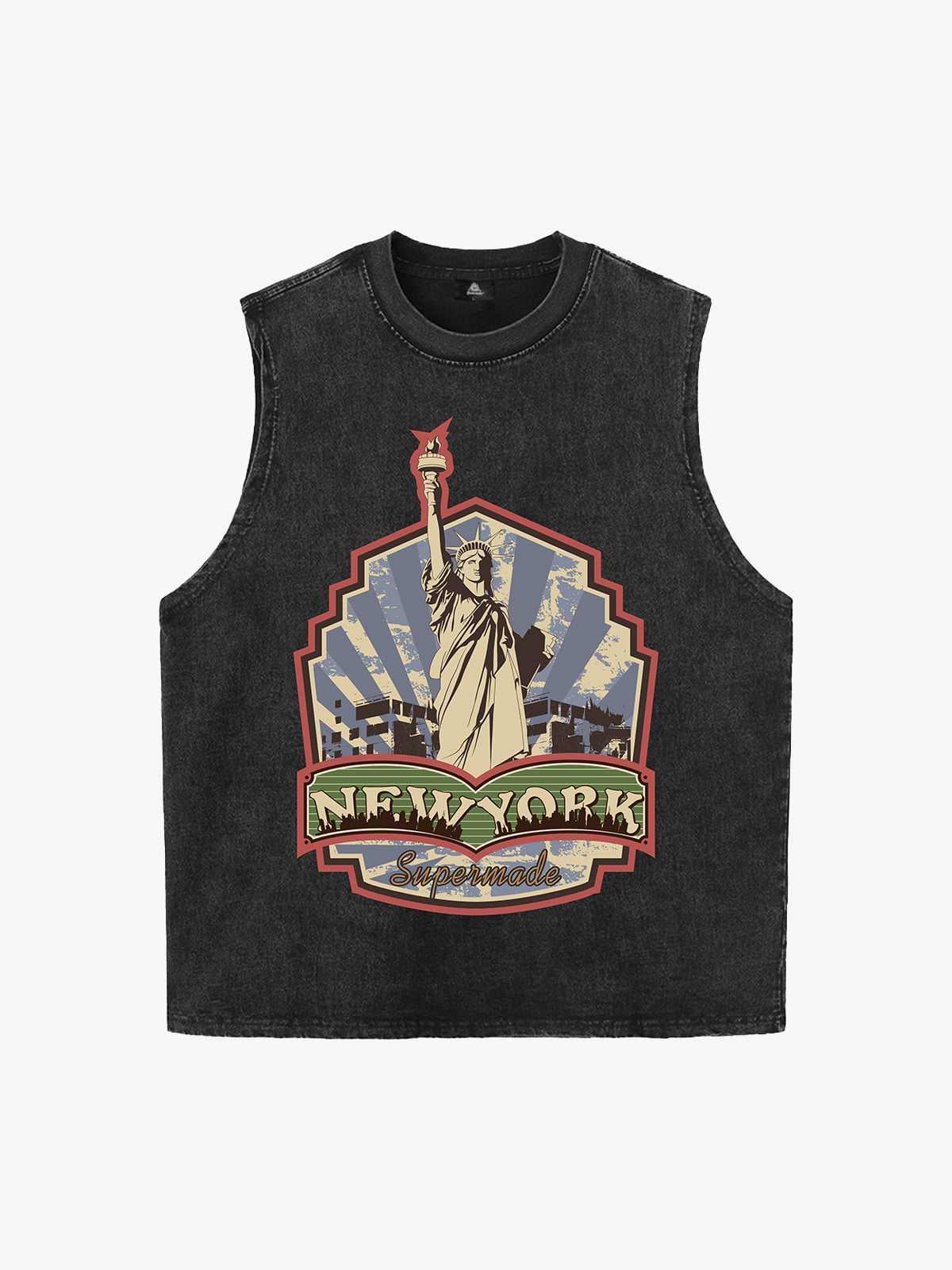Original Street Statue Of Liberty Print Vest Original Street Statue Of Liberty Print Vest