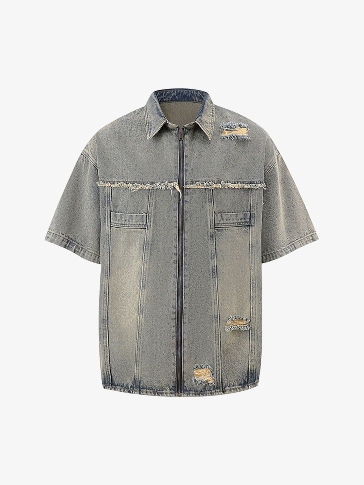 Ripped Denim Distressed Suit – – Gray blue M Shirt Only Ripped Denim Distressed Suit – – Gray blue M Shirt Only