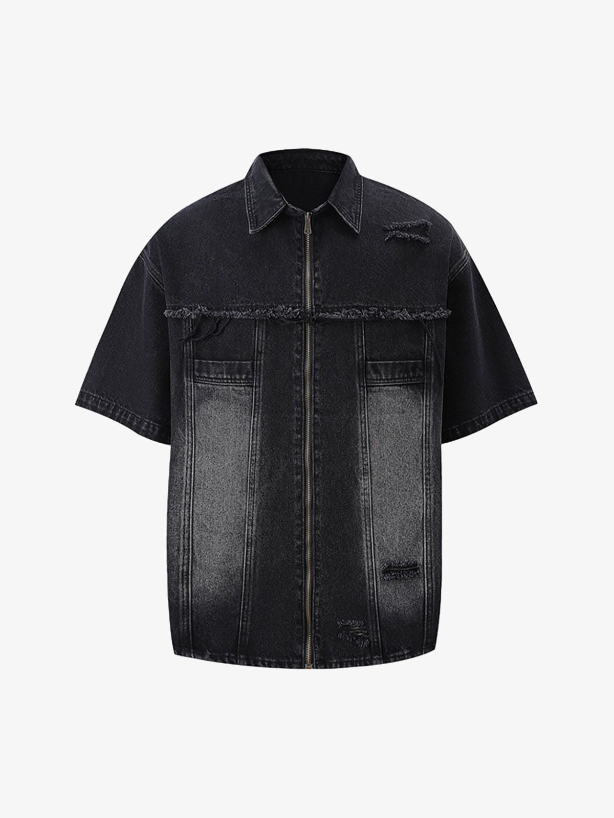 Ripped Denim Distressed Suit – – Black Shirt Only Ripped Denim Distressed Suit – – Black Shirt Only